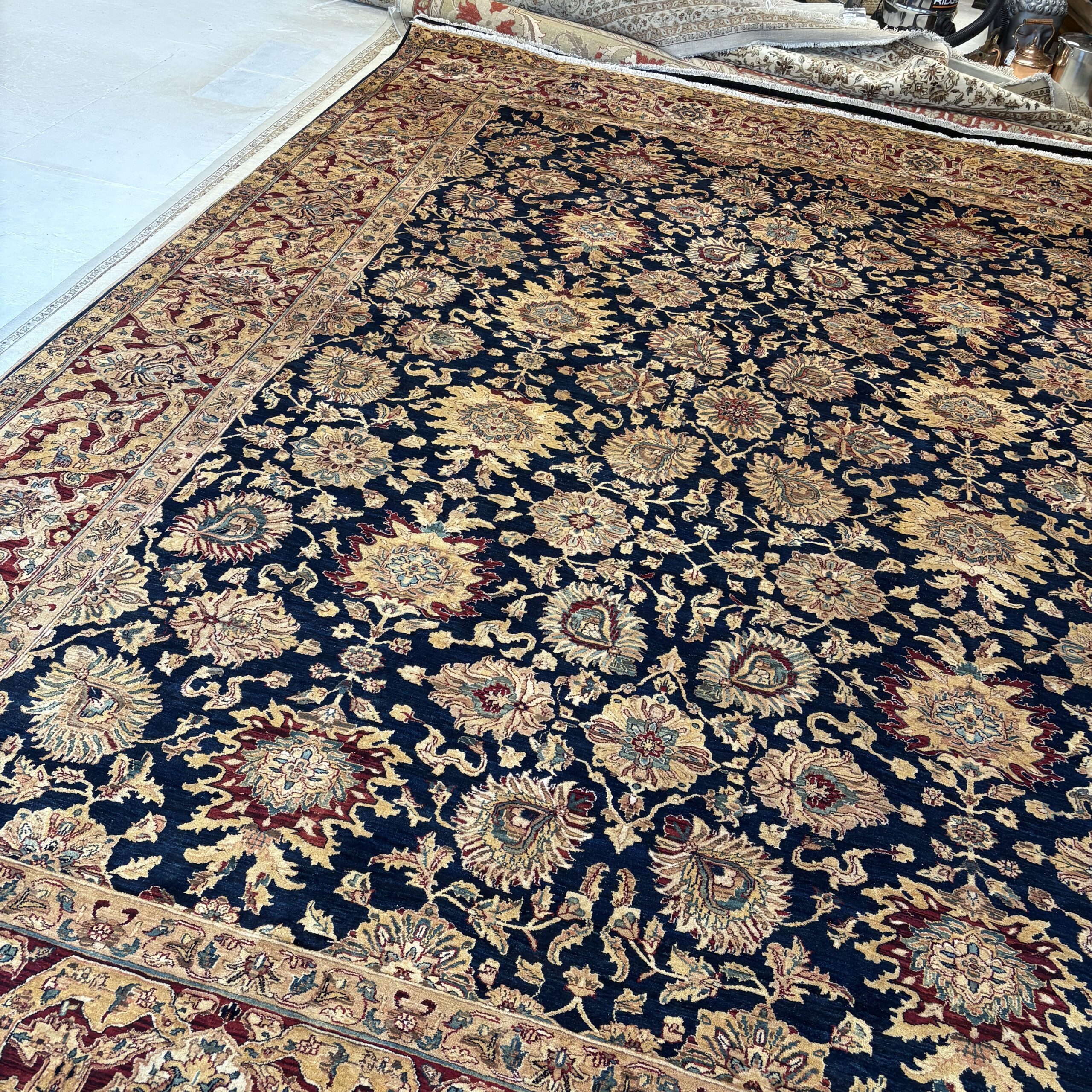 Dark Blue Indo-Persian Rug - 12'x16' - Coast Consignment