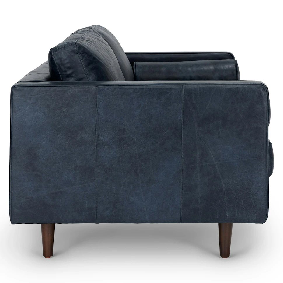 Oxford Blue Tufted Leather Loveseat