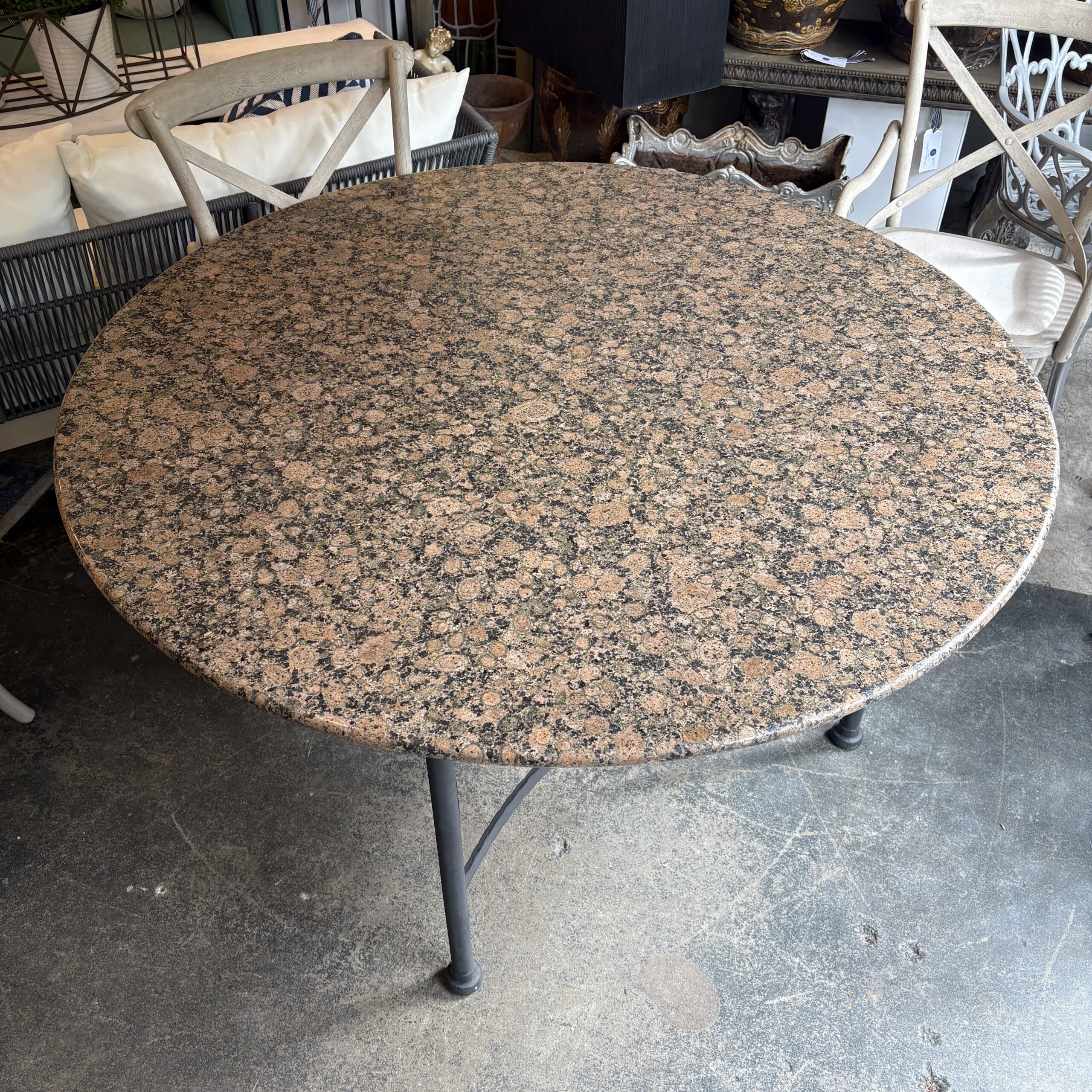 Large Round Granite Top Patio Table - Coast Consignment