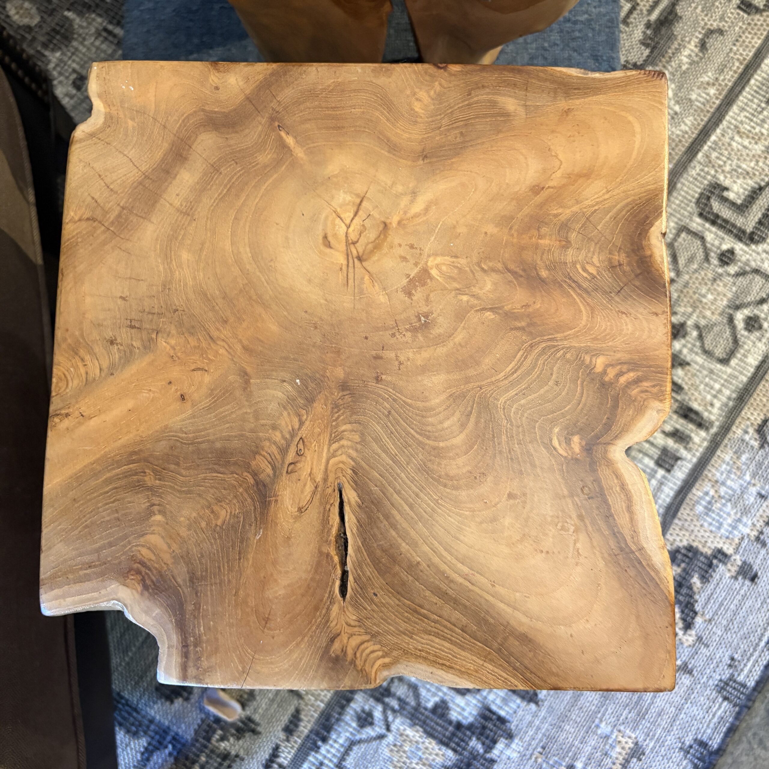 EQ3 Solid Teak Wood Stool - Coast Consignment