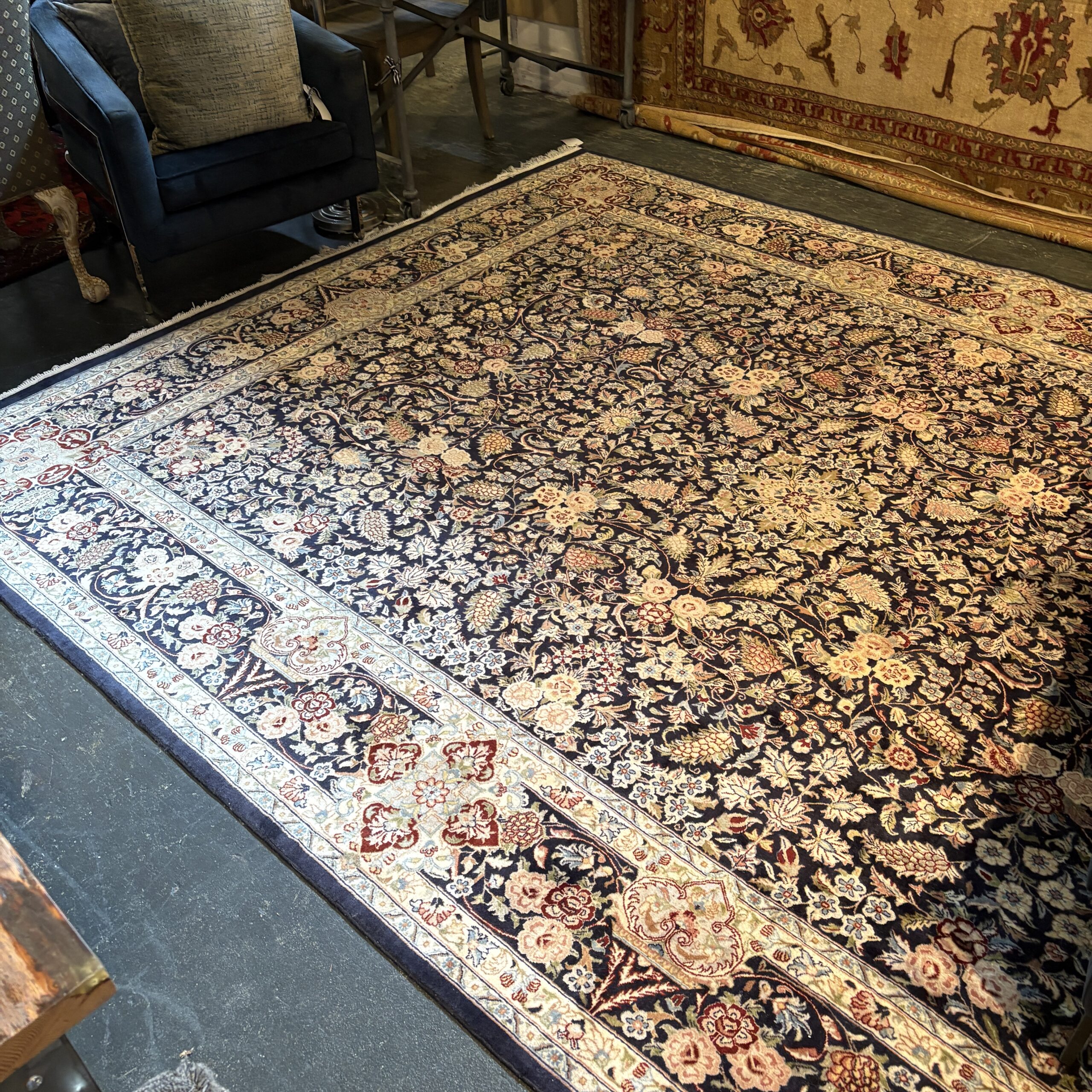 Gold &amp; Navy Persian Rug - 9'x12'8" - Coast Consignment