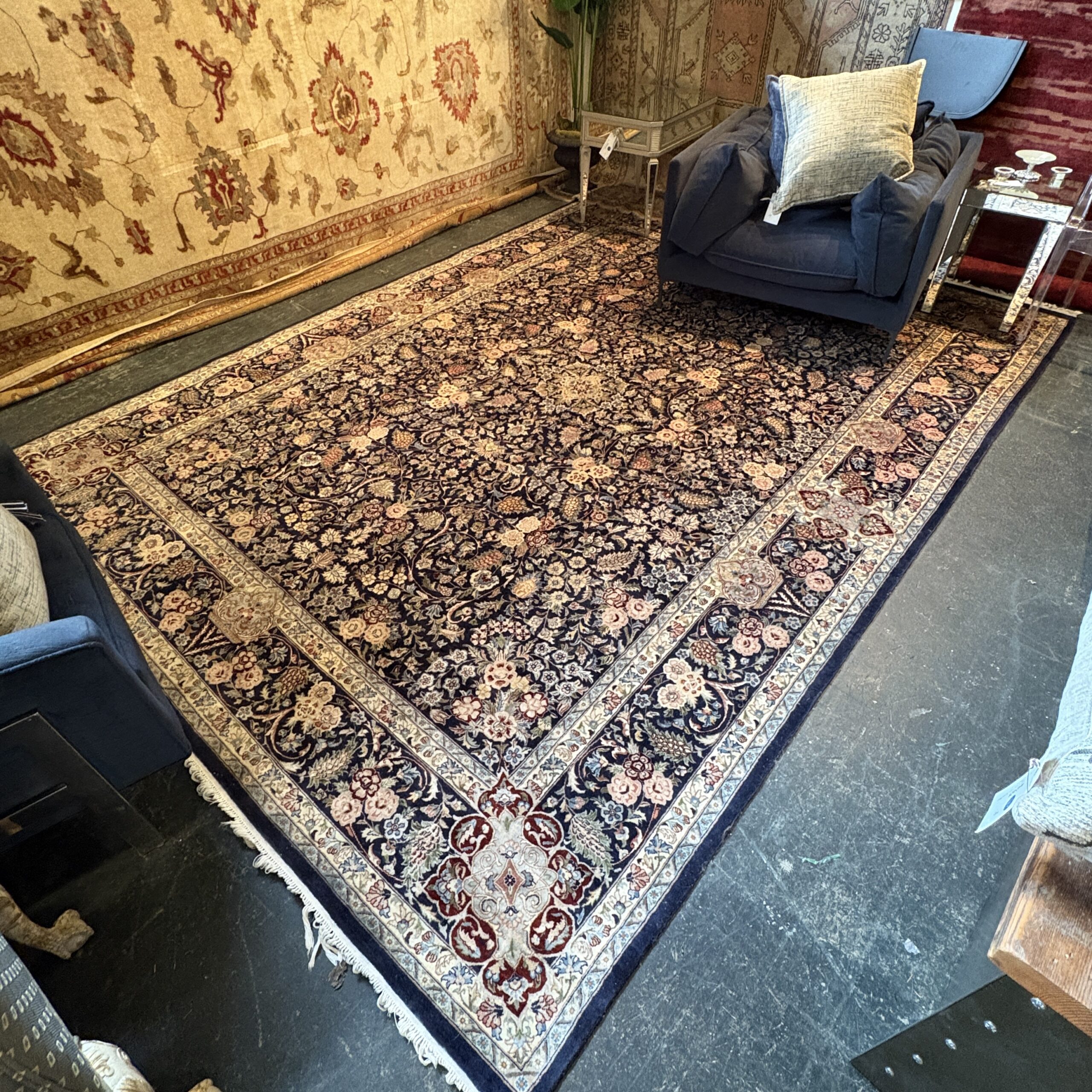 Gold &amp; Navy Persian Rug - 9'x12'8" - Coast Consignment