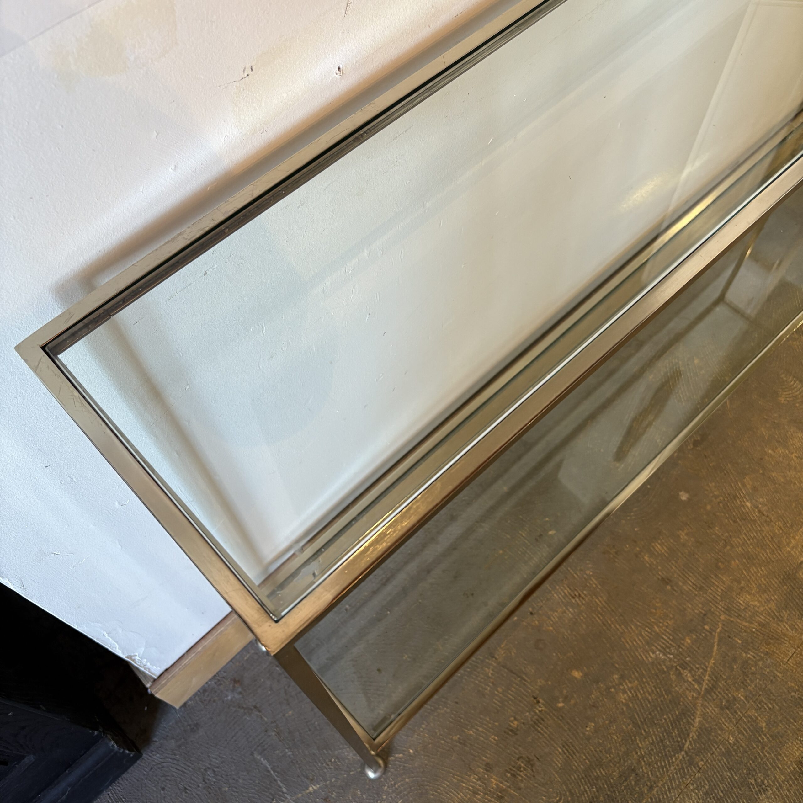 Nickel and Glass Console Table - Coast Consignment