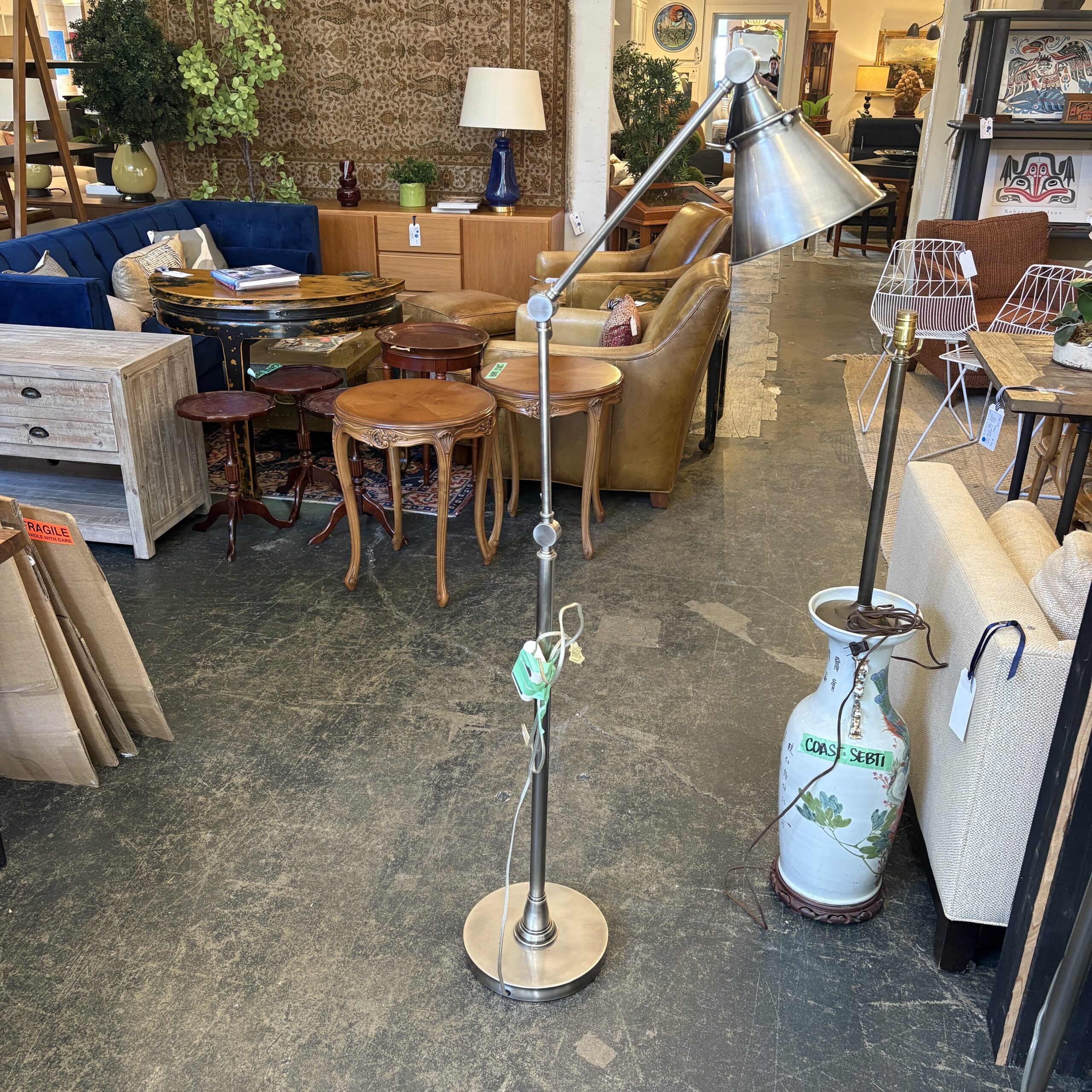 Pottery Barn 'Architect's Task' Floor Lamp in Brushed Steel - Coast Consignment