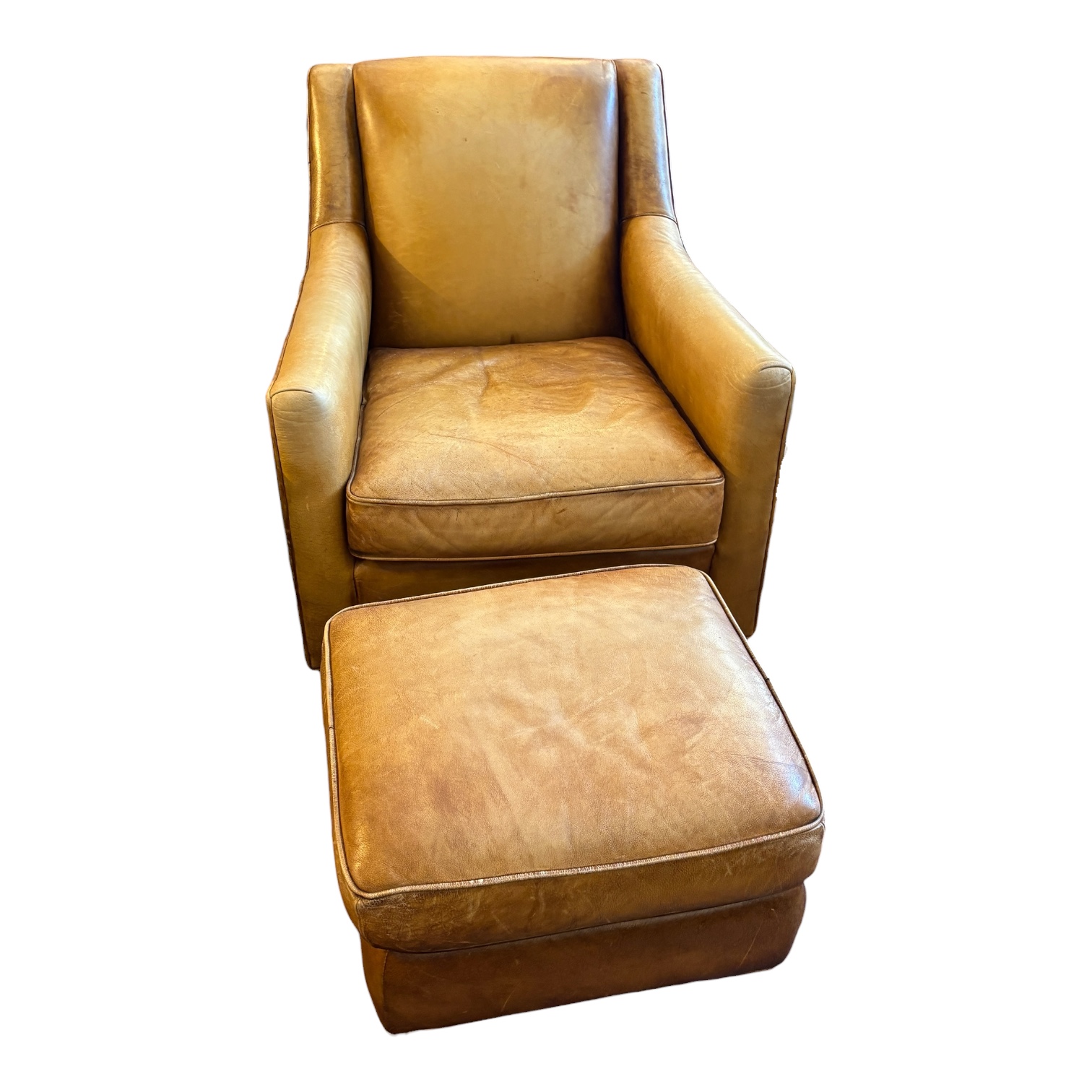 Flexsteel Brown Leather Armchair with Ottoman - Coast Consignment - image 1