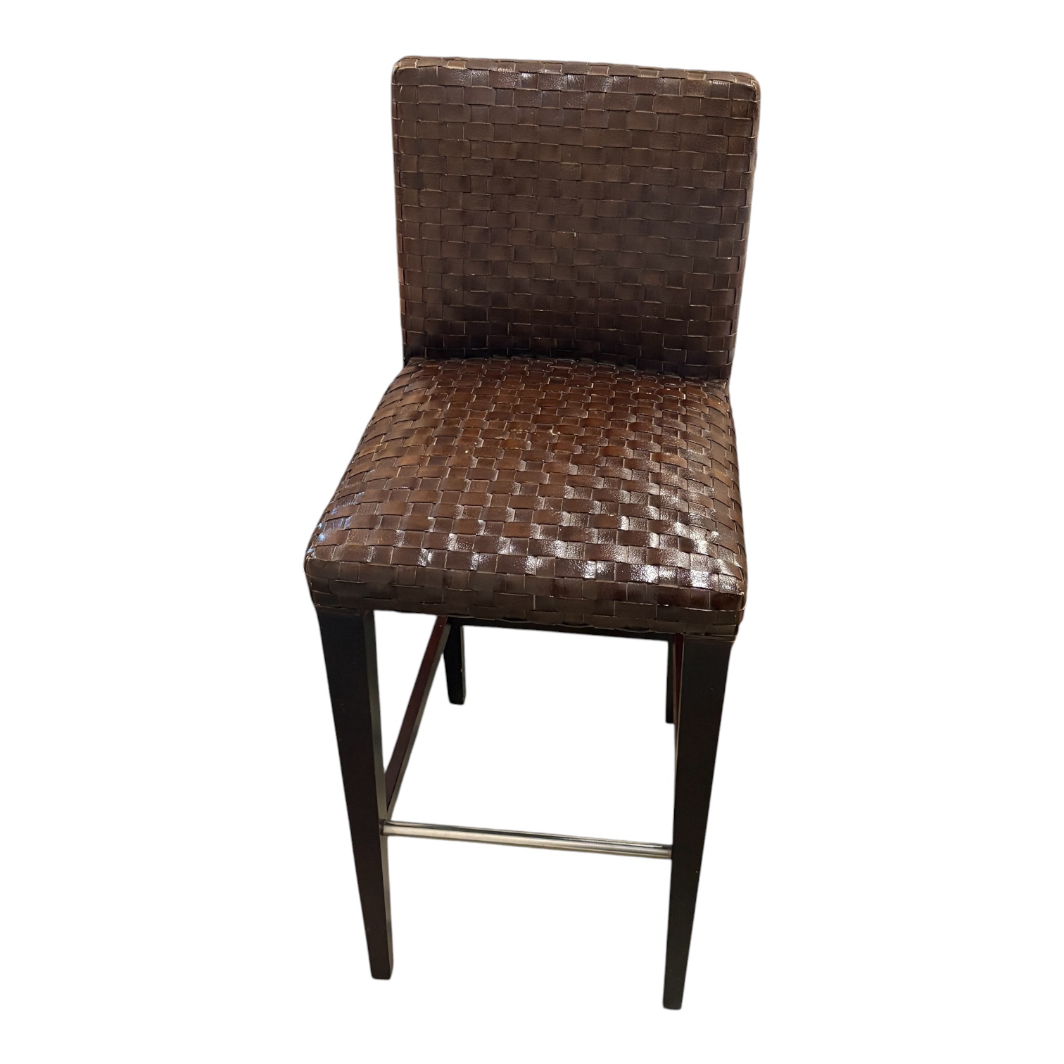 Set of 4 Stone International 'Saturn Light' Brown Leather Bar Stools - Coast Consignment - image 1