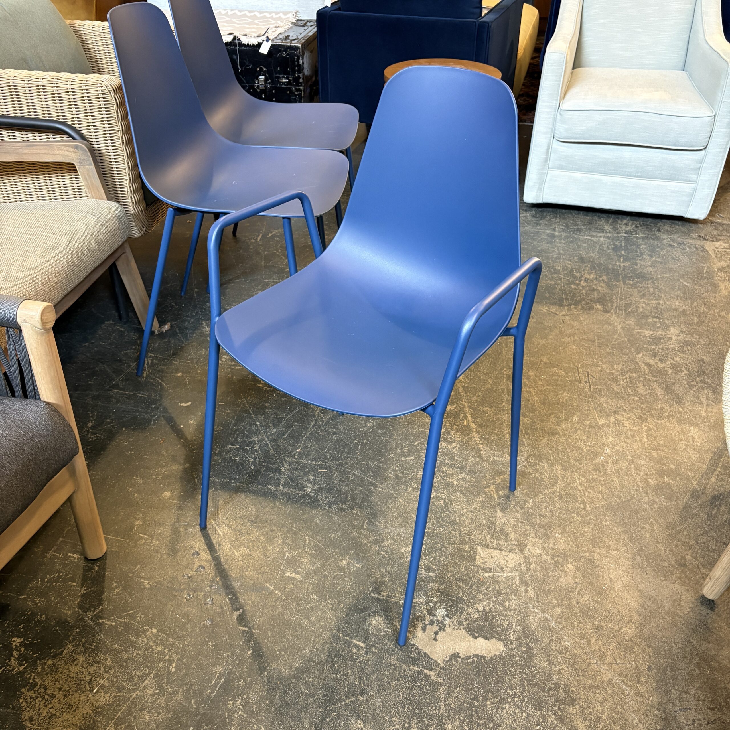 Set of 4 Berry Blue Stackable Dining Armchairs