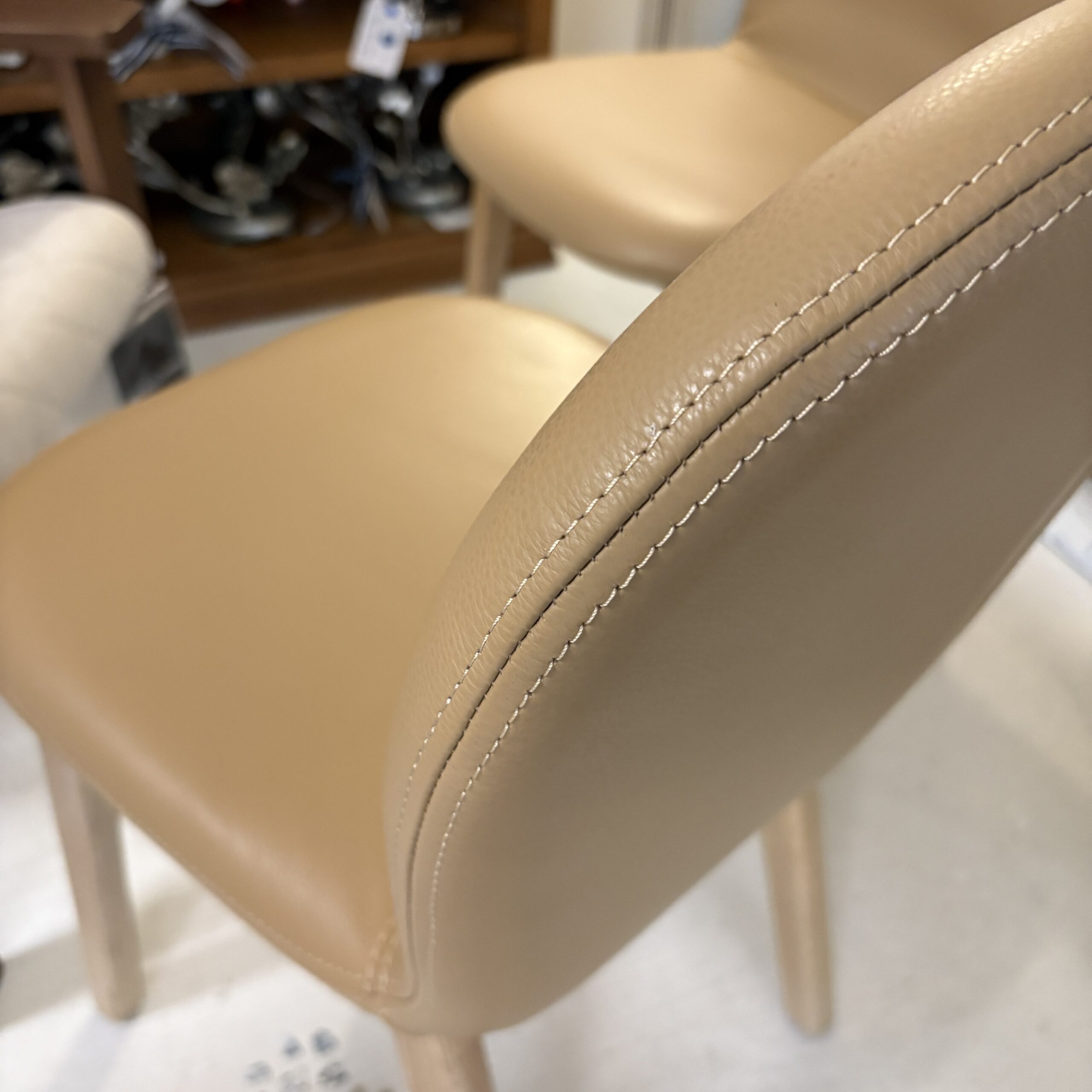 Pair of Tan Oak Chairs - Coast Consignment