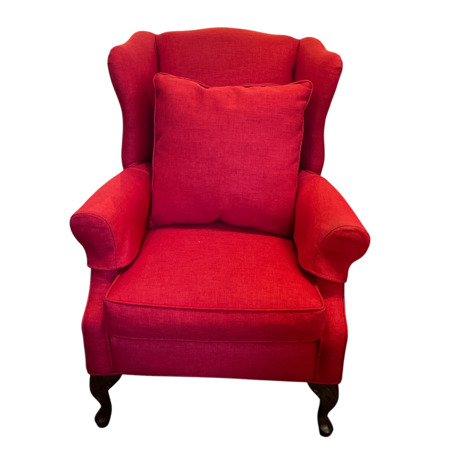 Red Linen Wing Back Chair - Coast Consignment