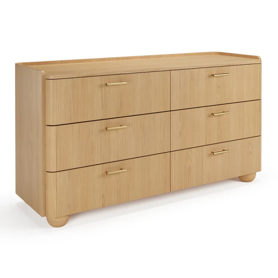 White Oak 6-Drawer Double Dresser - Coast Consignment