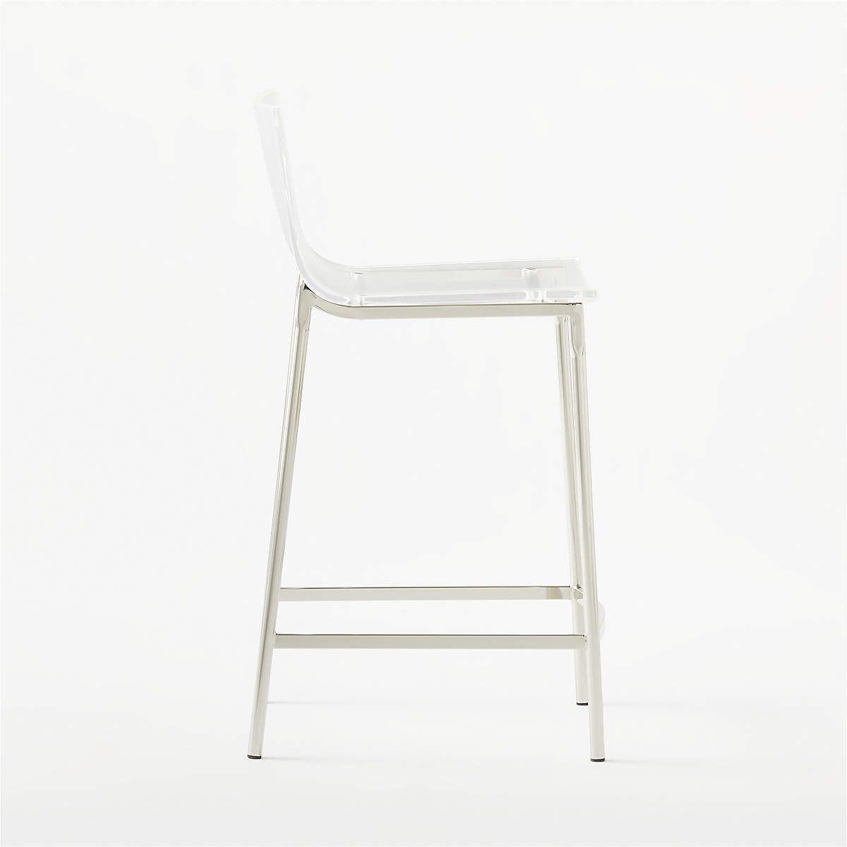 Set of 3 CB2 'Chiaro' Clear Acrylic Counter Stools - Coast Consignment