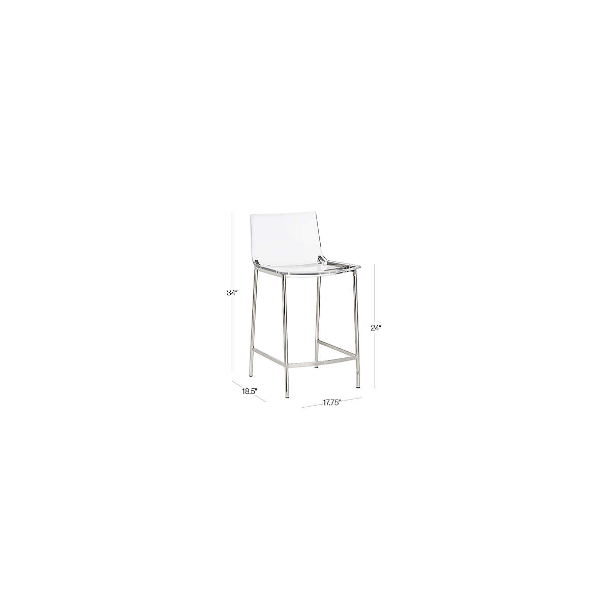 Set of 3 CB2 'Chiaro' Clear Acrylic Counter Stools - Coast Consignment