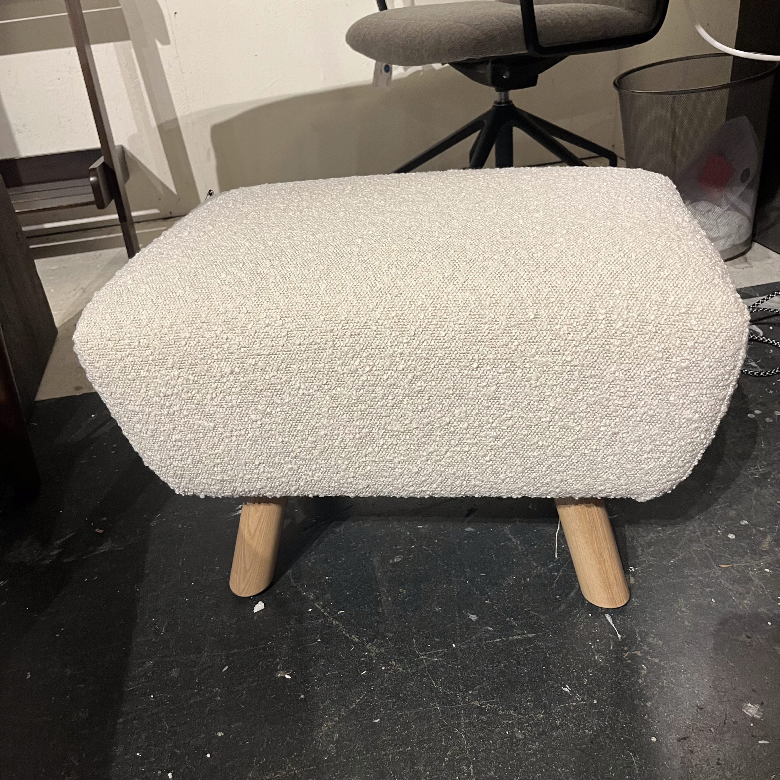 Ivory Boucle Ottoman - Coast Consignment