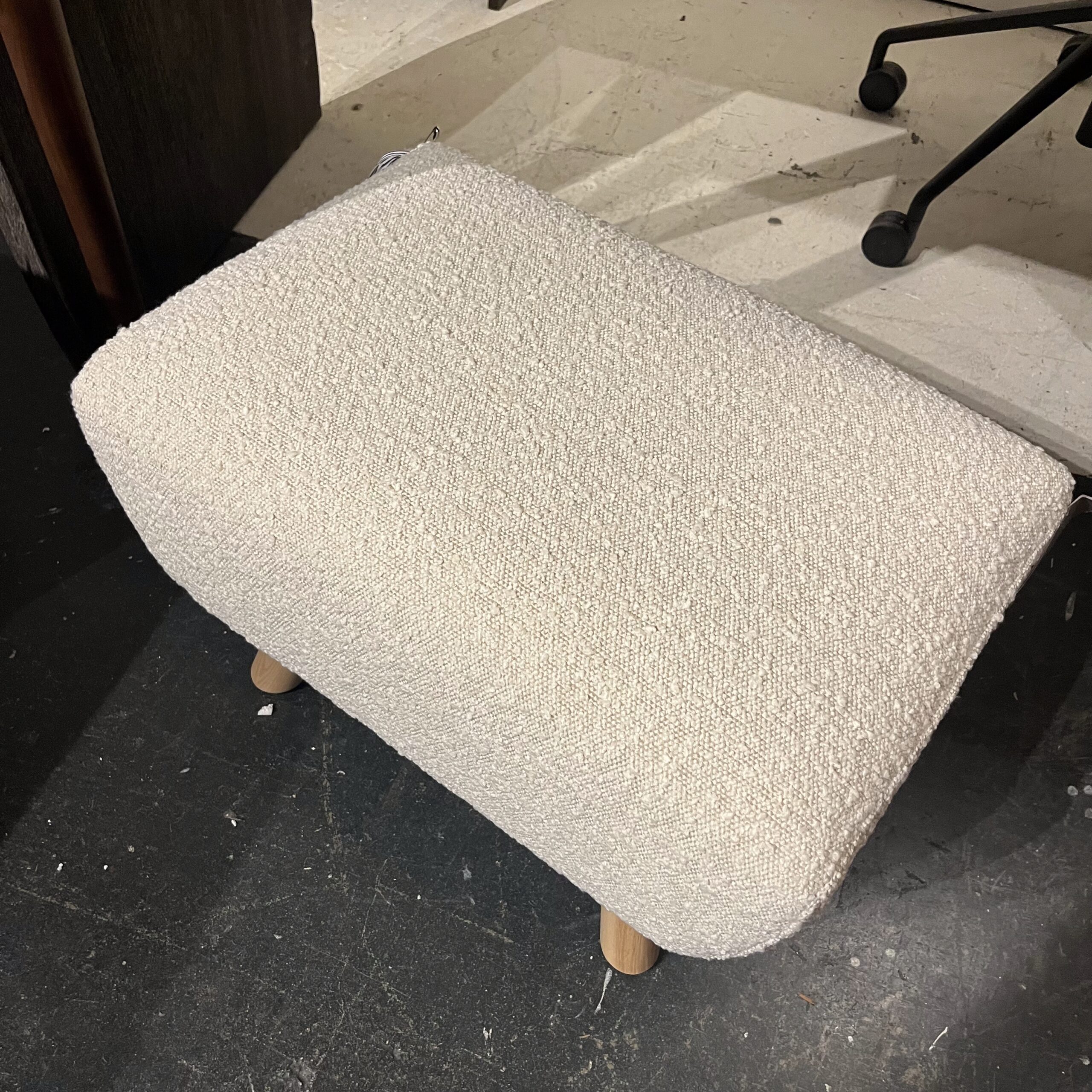 Ivory Boucle Ottoman - Coast Consignment