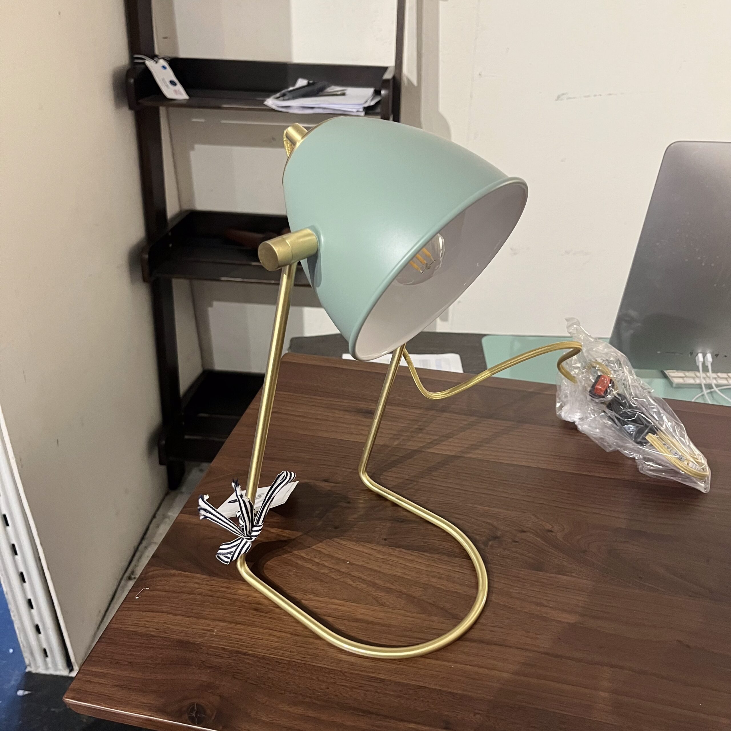 Green &amp; Brass Table Lamp - Coast Consignment