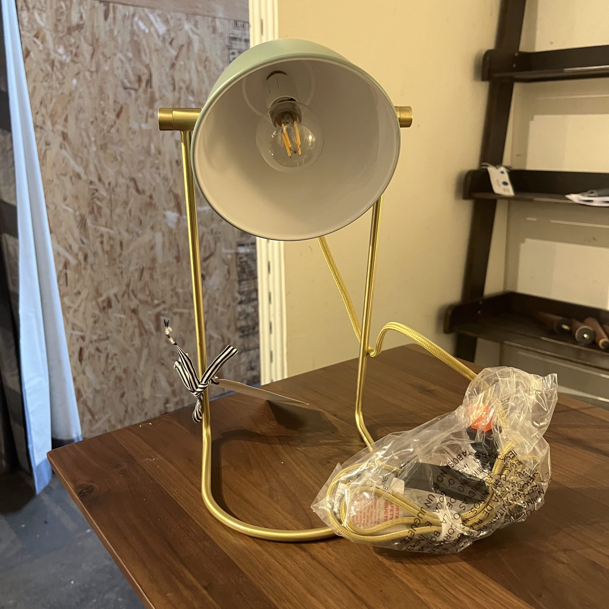 Green &amp; Brass Table Lamp - Coast Consignment