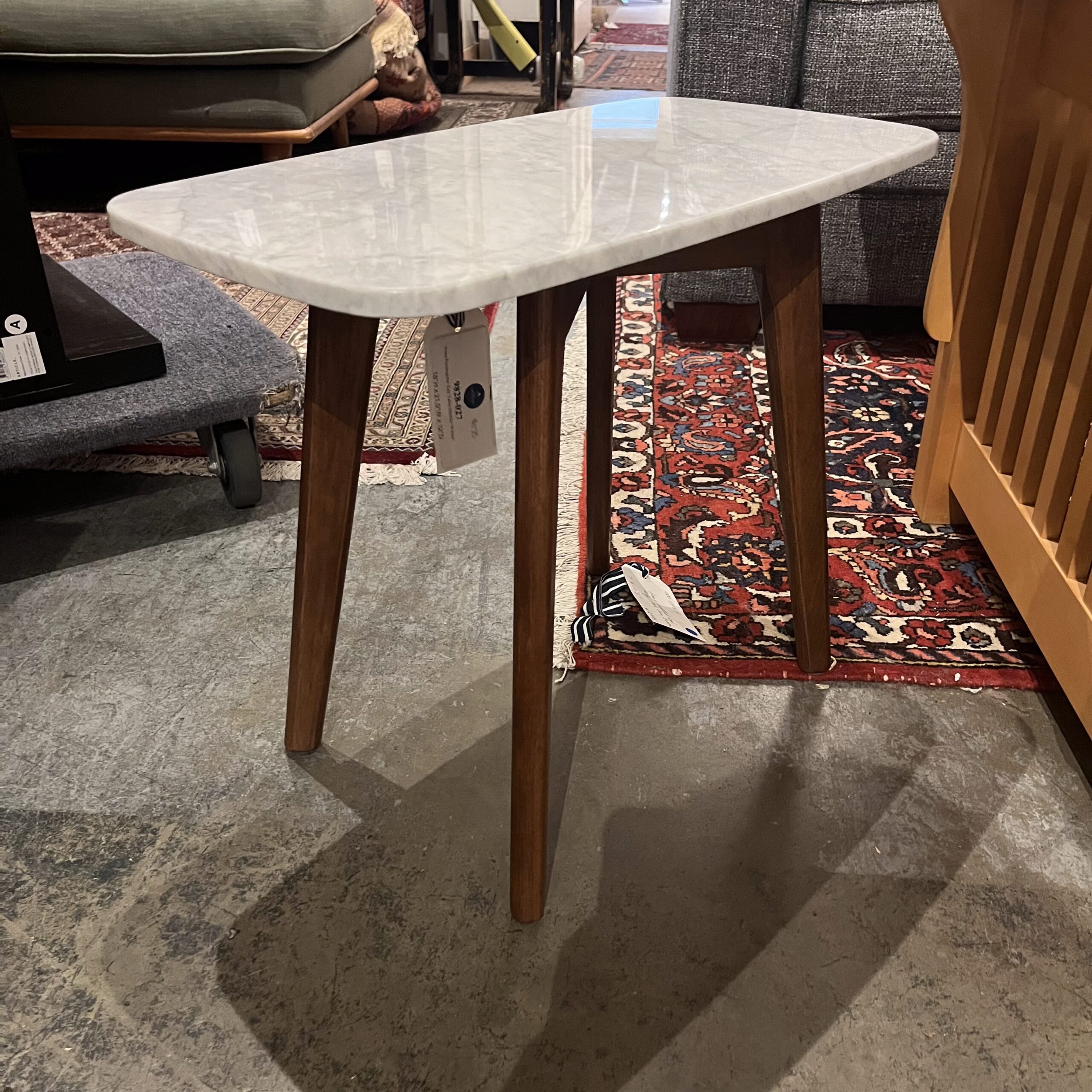 Walnut &amp; Marble Side Table - Coast Consignment