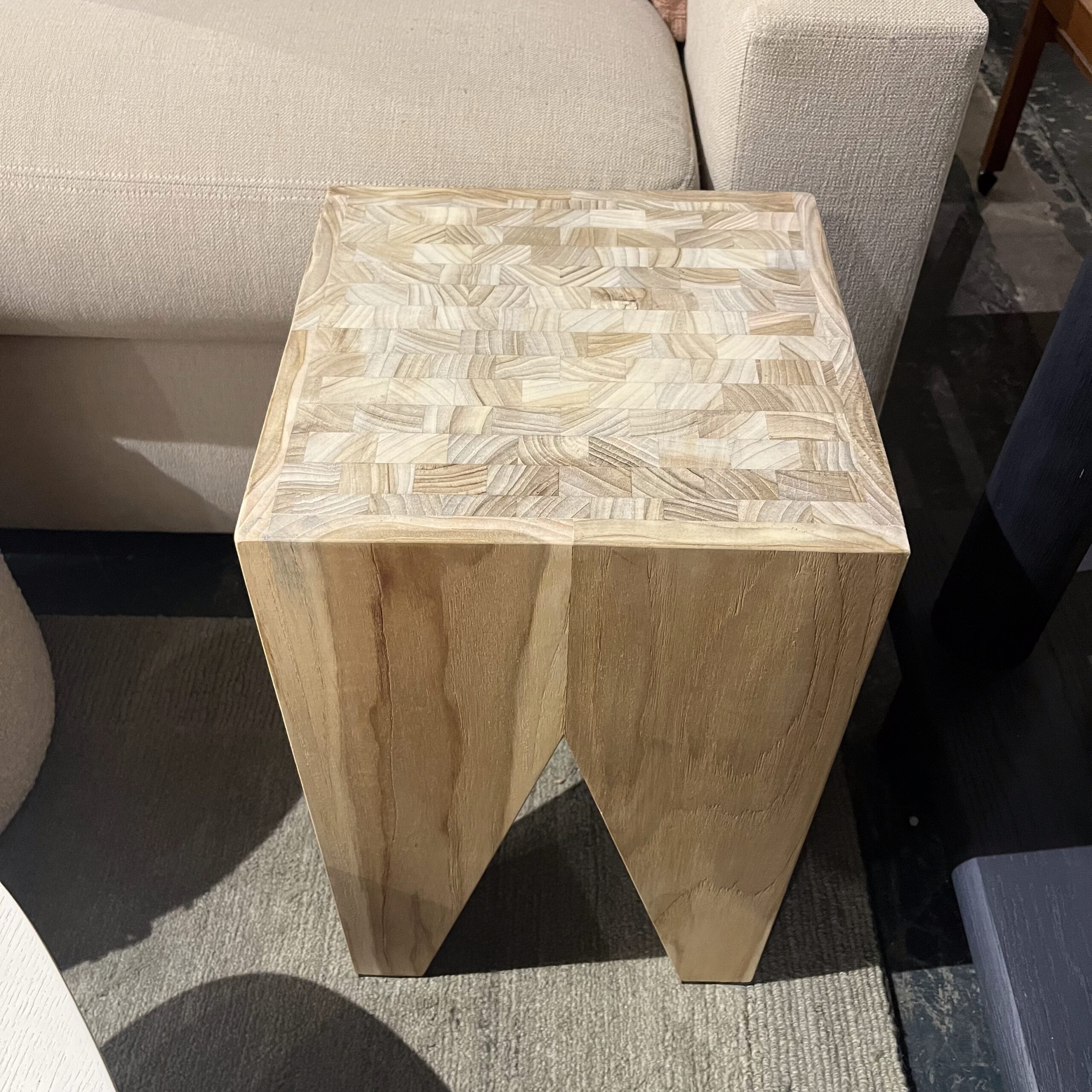 Natural Teak Stool - Coast Consignment