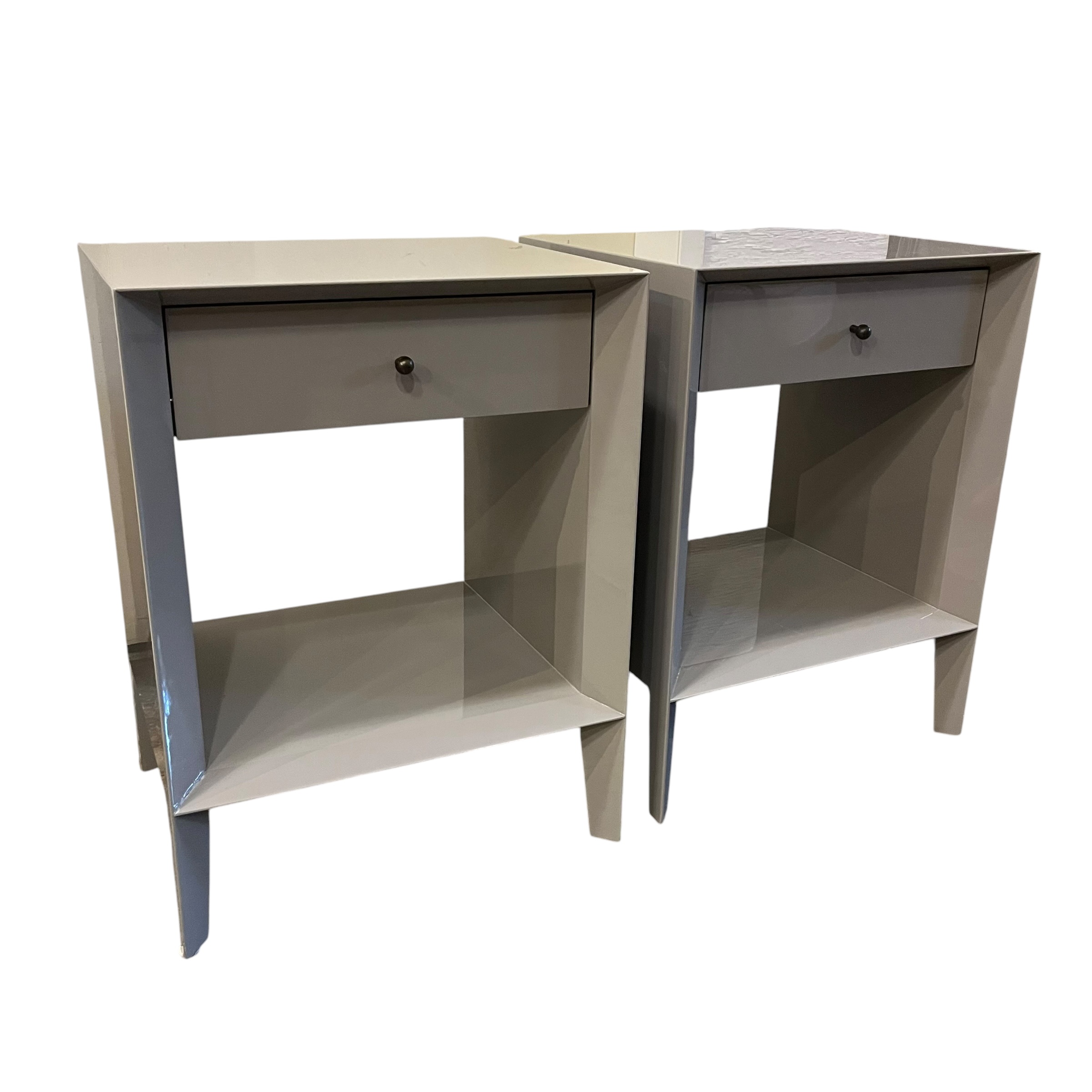 Pair of West Elm Grey Lacquer Nightstands - Coast Consignment - image 1