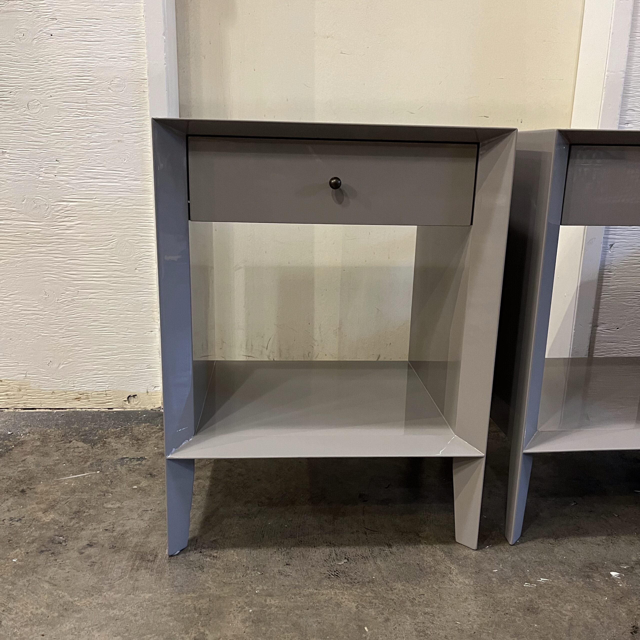 Pair of West Elm Grey Lacquer Nightstands - Coast Consignment