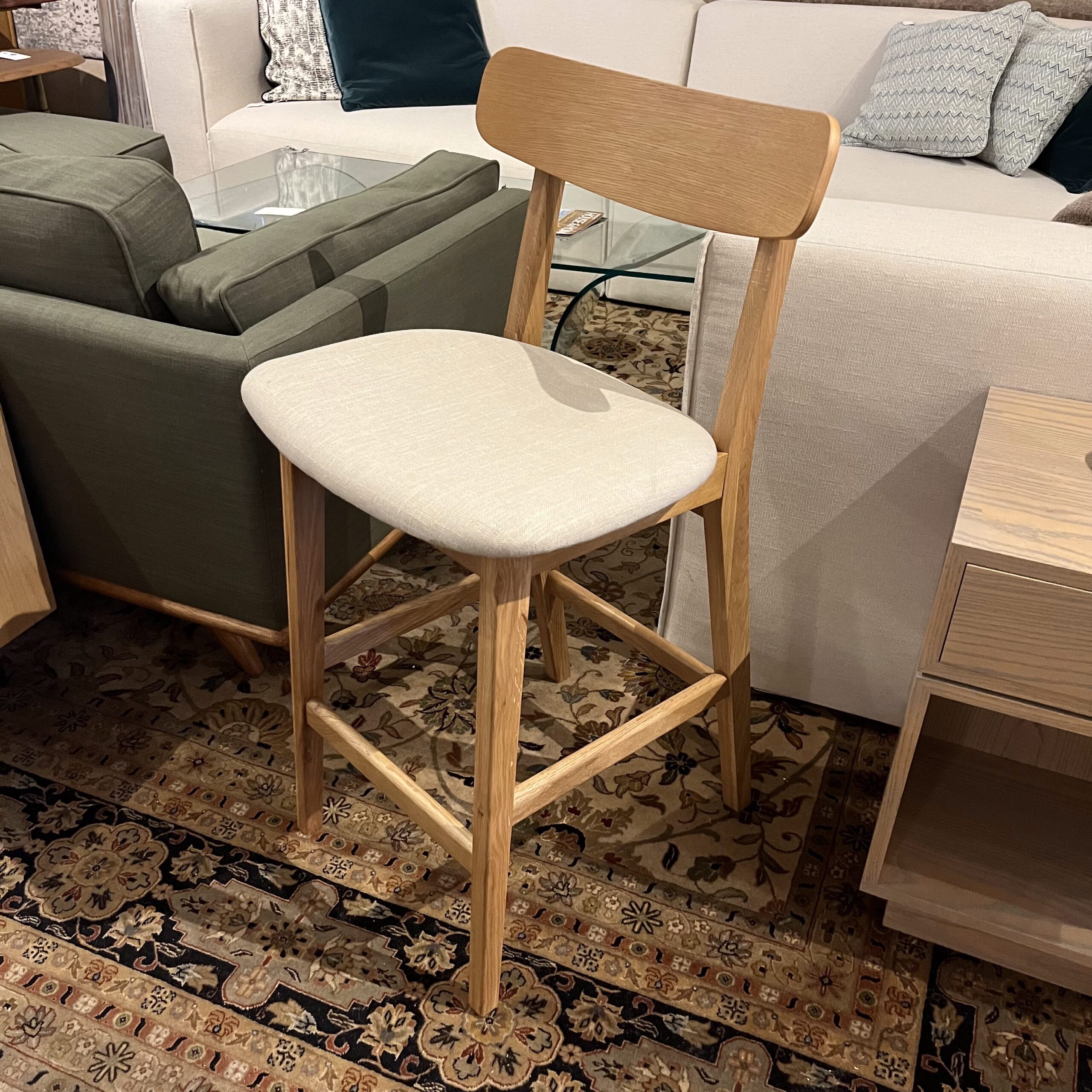 Welsh Taupe Oak Counter Stool - Coast Consignment