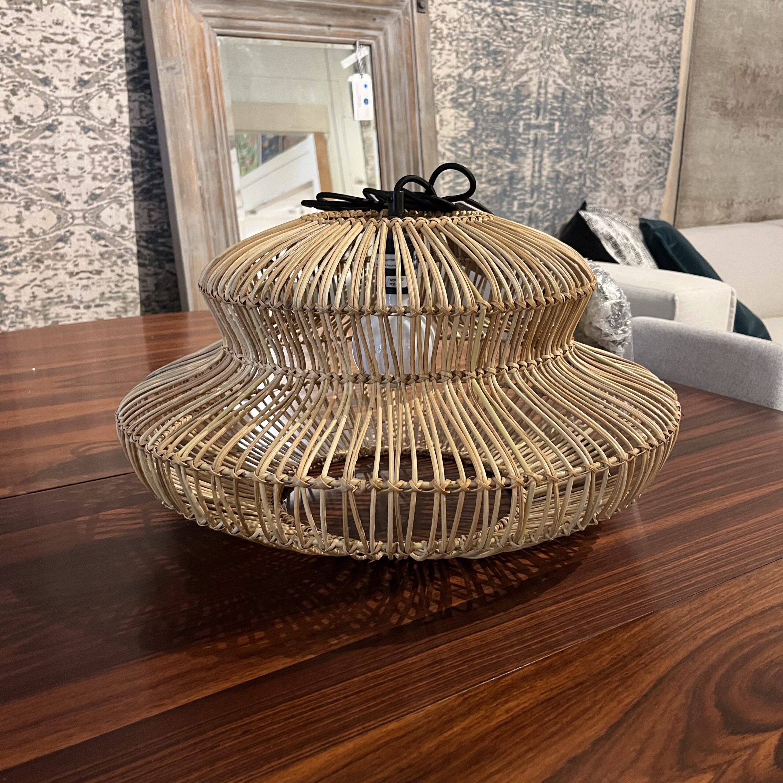 Small Wicker Pendant Lamp - Coast Consignment