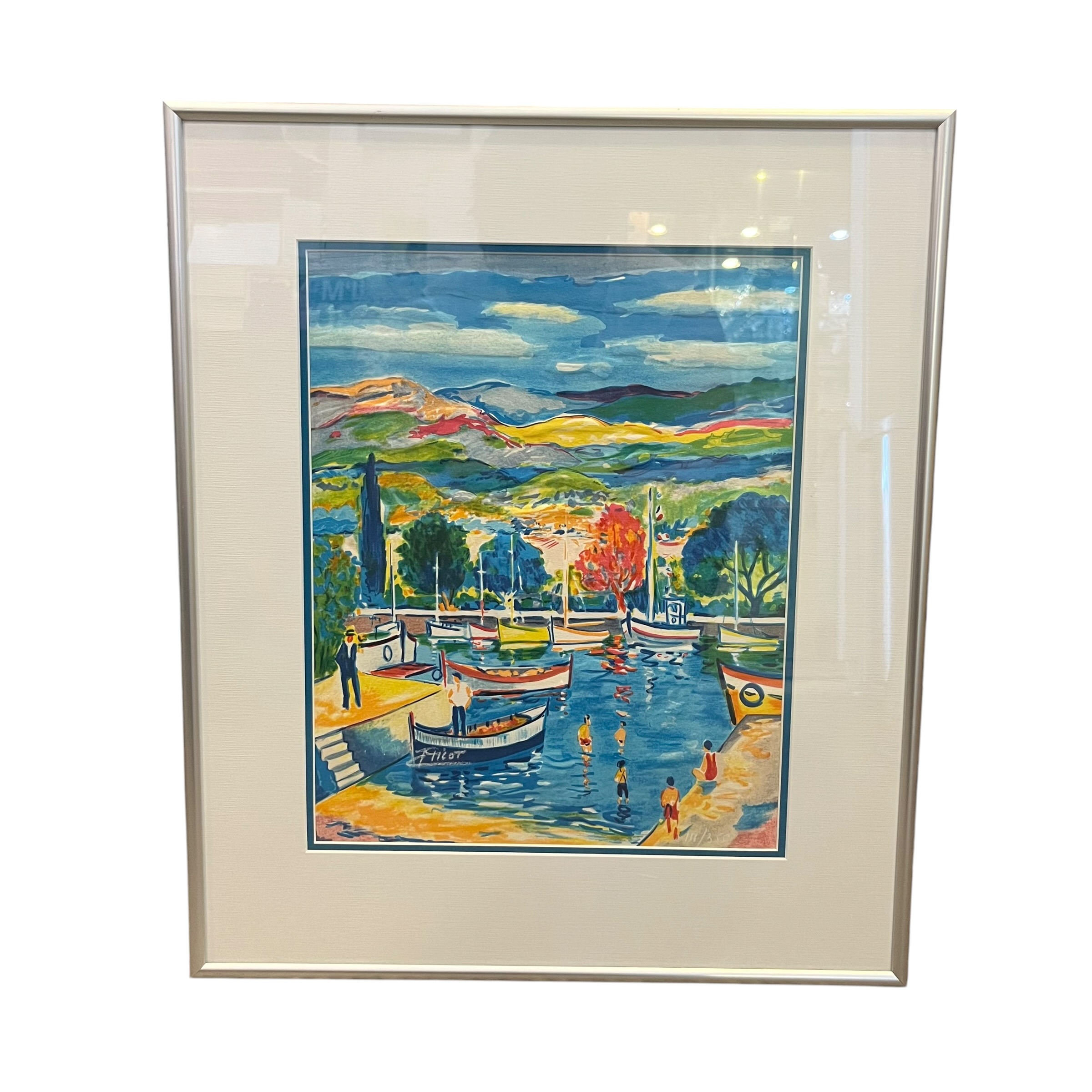 Jean-Claude Picot (1933-2020) "Reflets sur le Port" Serigraph Print - Coast Consignment - image 1