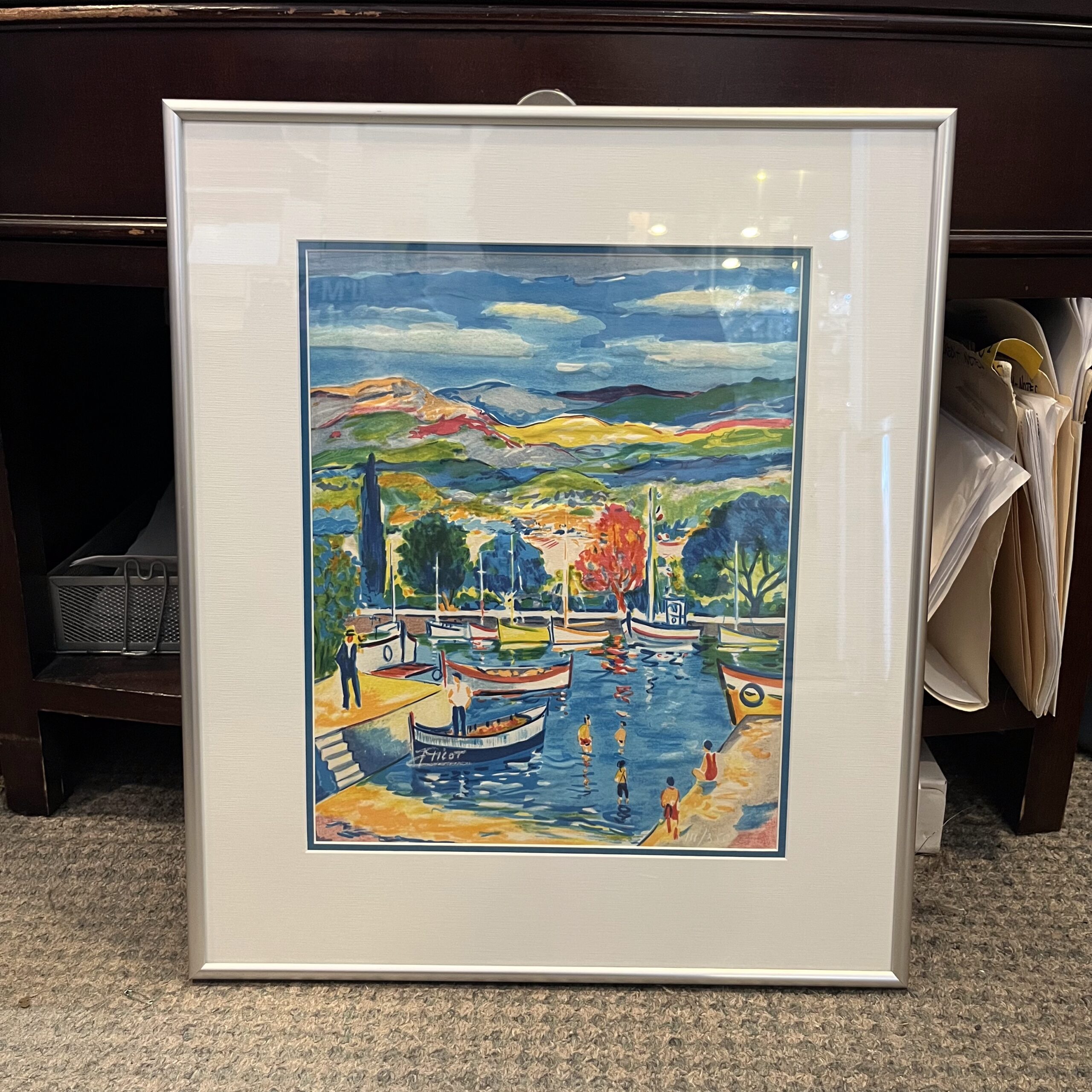 Jean-Claude Picot (1933-2020) "Reflets sur le Port" Serigraph Print - Coast Consignment