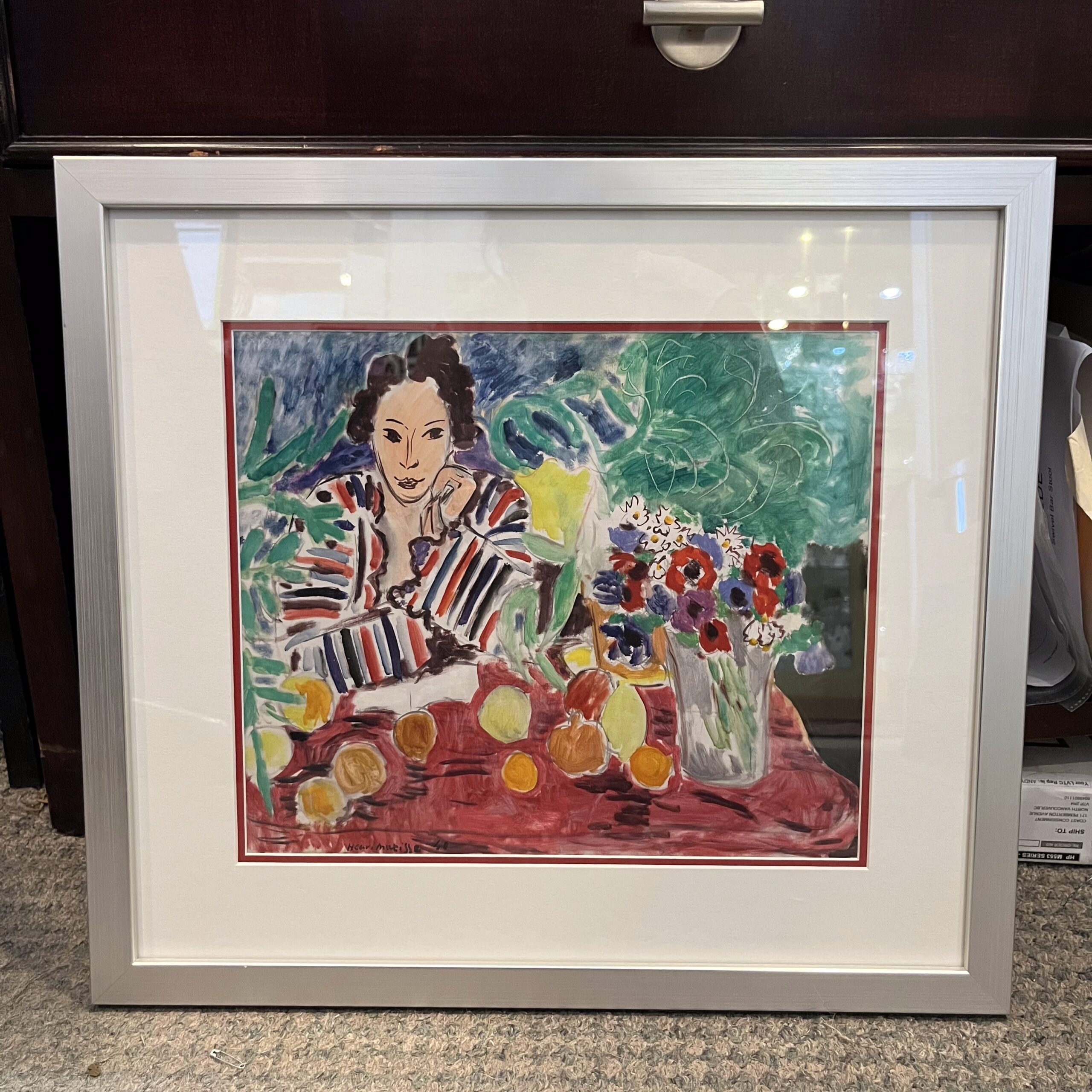 Henri Matisse (1869-1954) "Striped Robe, Fruit, and Anemones" Print - Coast Consignment