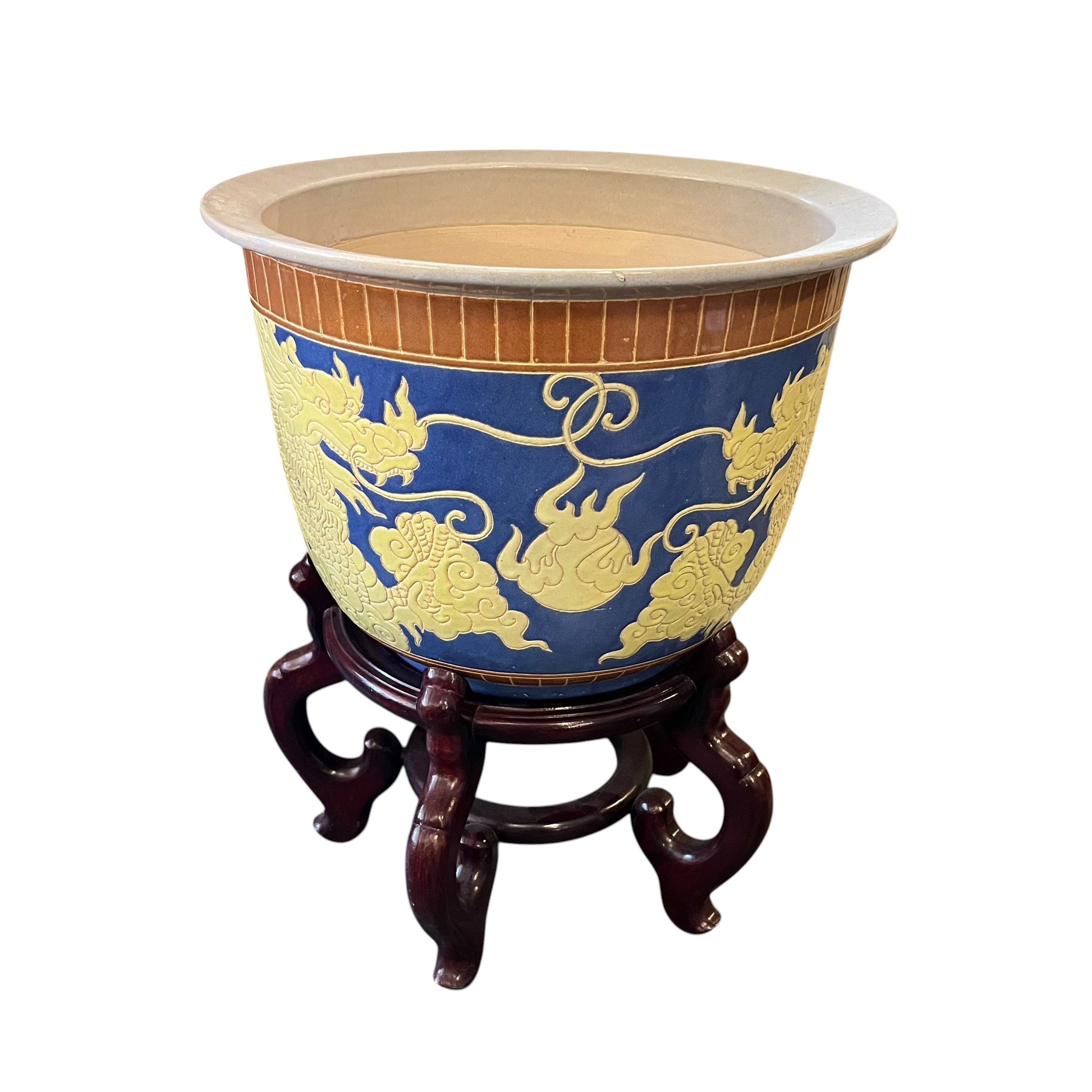 Blue &amp; Cream Chinese Dragon Pot - Coast Consignment - image 1