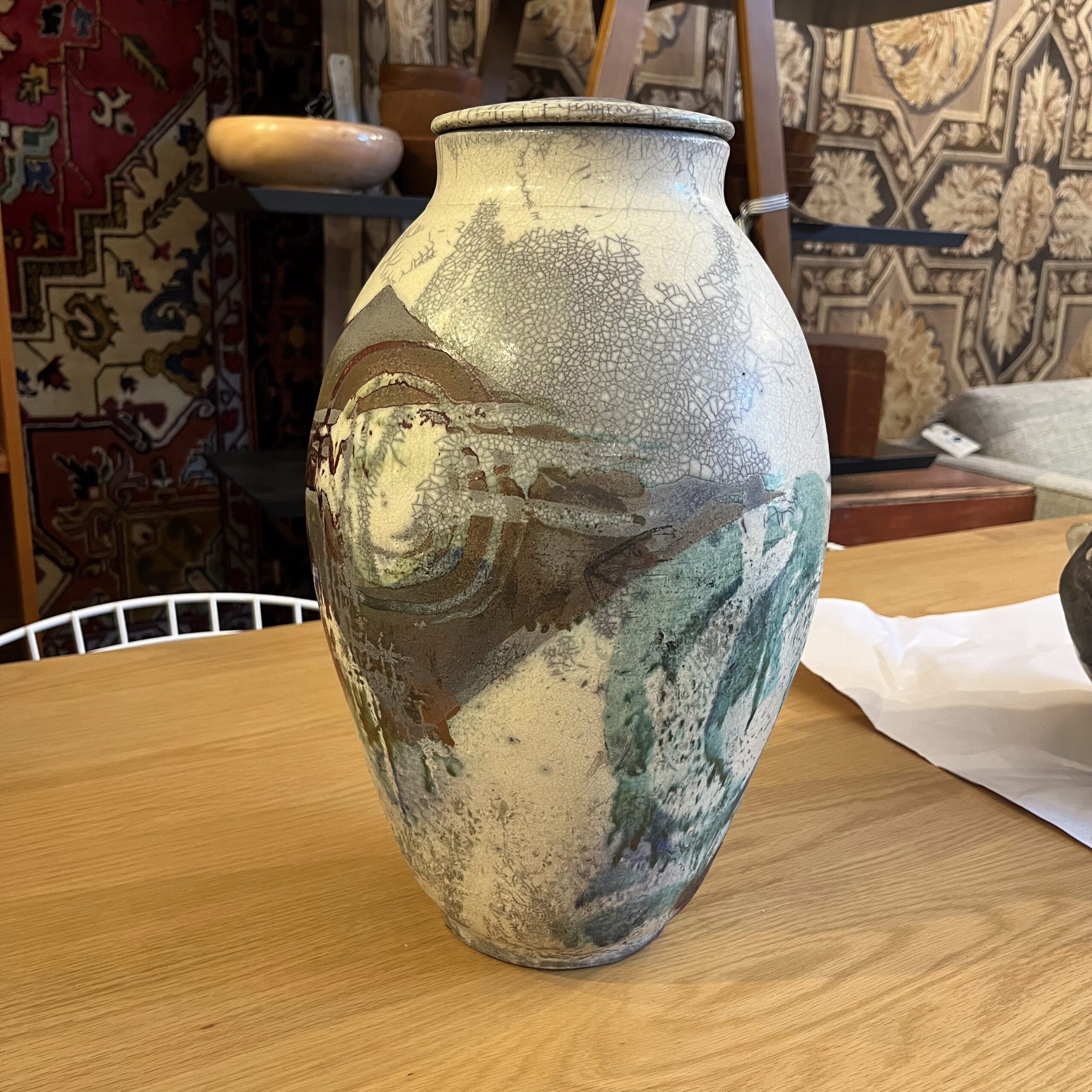 Raku Urn with Lid by Richard Tanaka - Coast Consignment