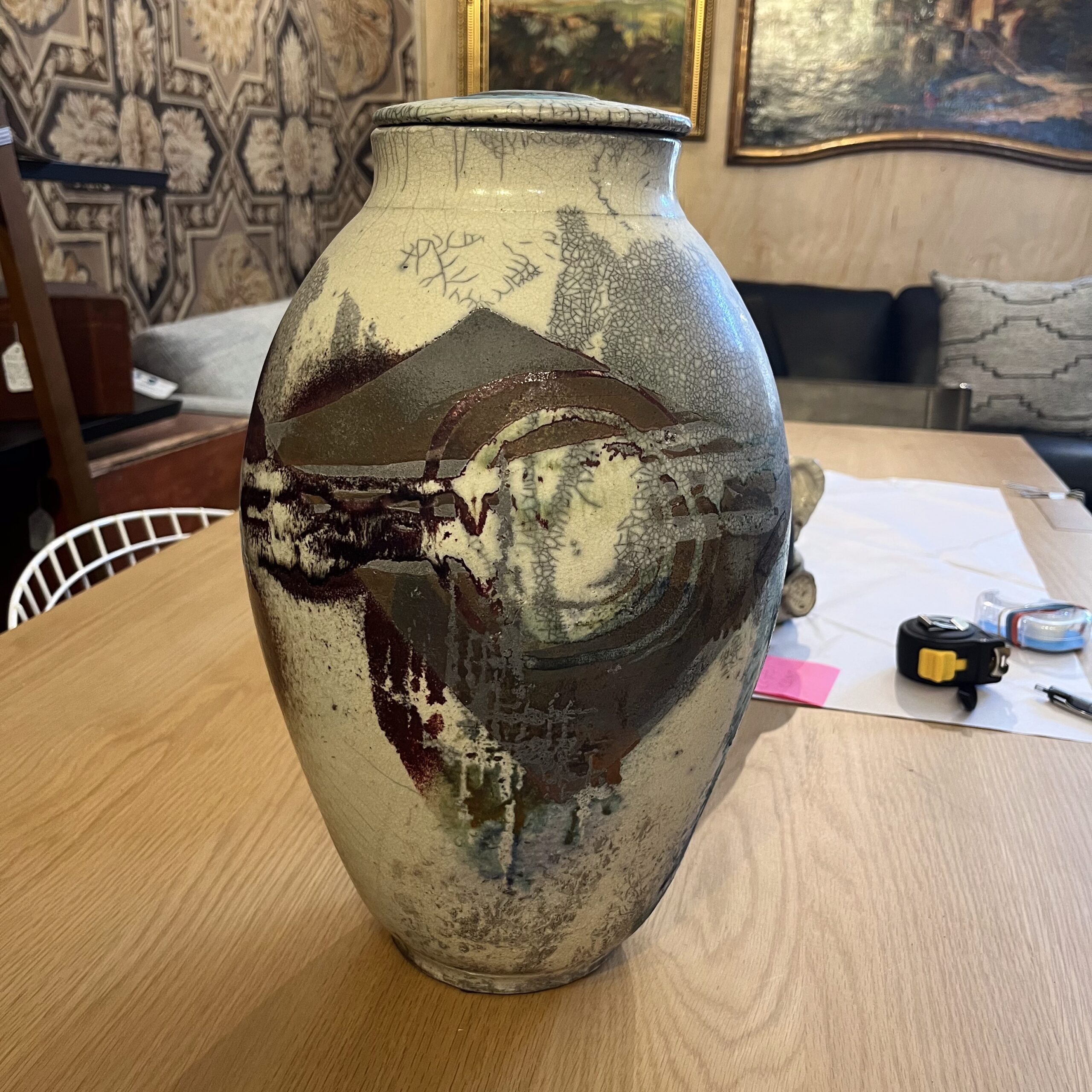 Raku Urn with Lid by Richard Tanaka - Coast Consignment