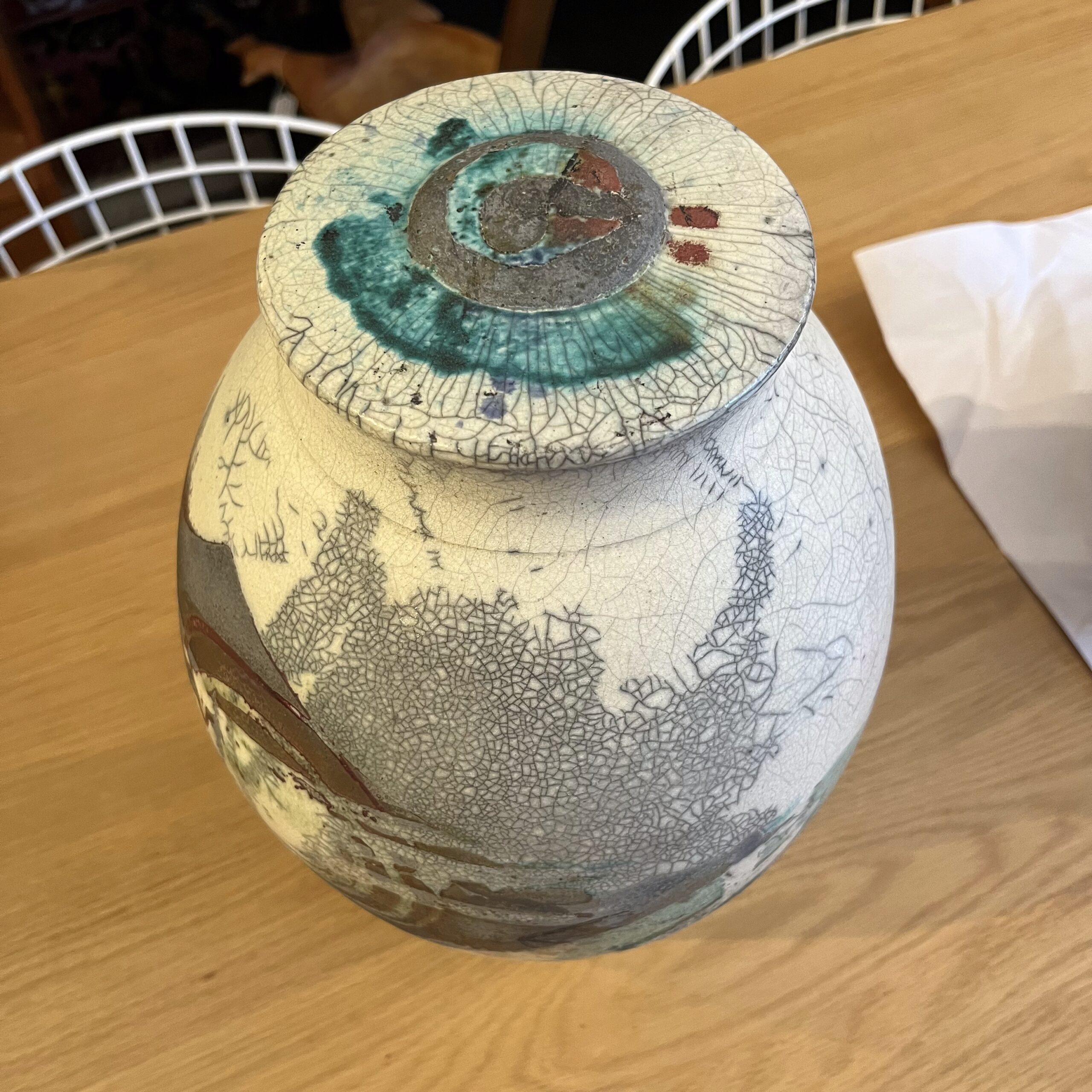 Raku Urn with Lid by Richard Tanaka - Coast Consignment