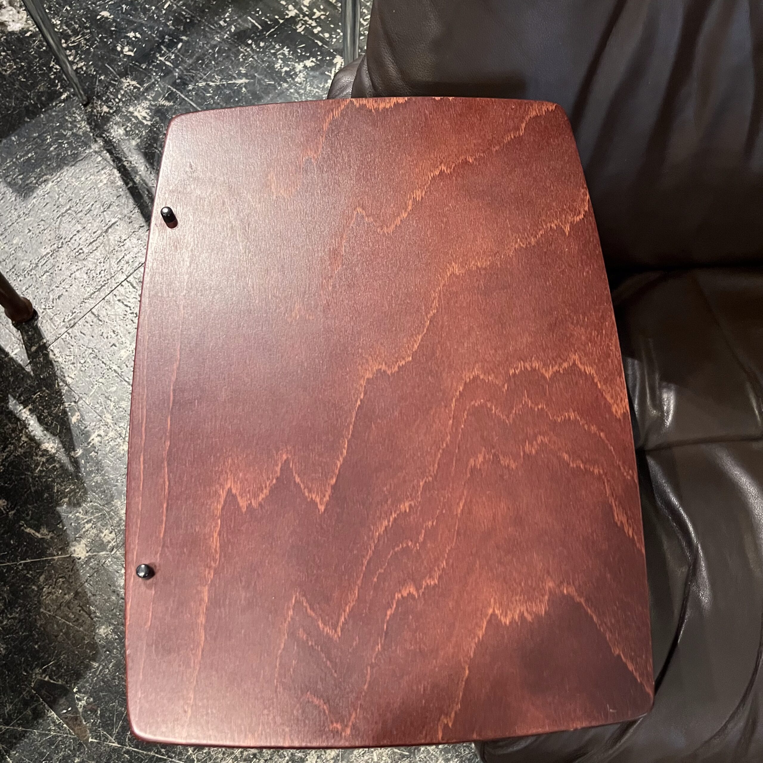 Brown Leather Stressless Chair with Side Table &amp; Ottoman - Coast Consignment