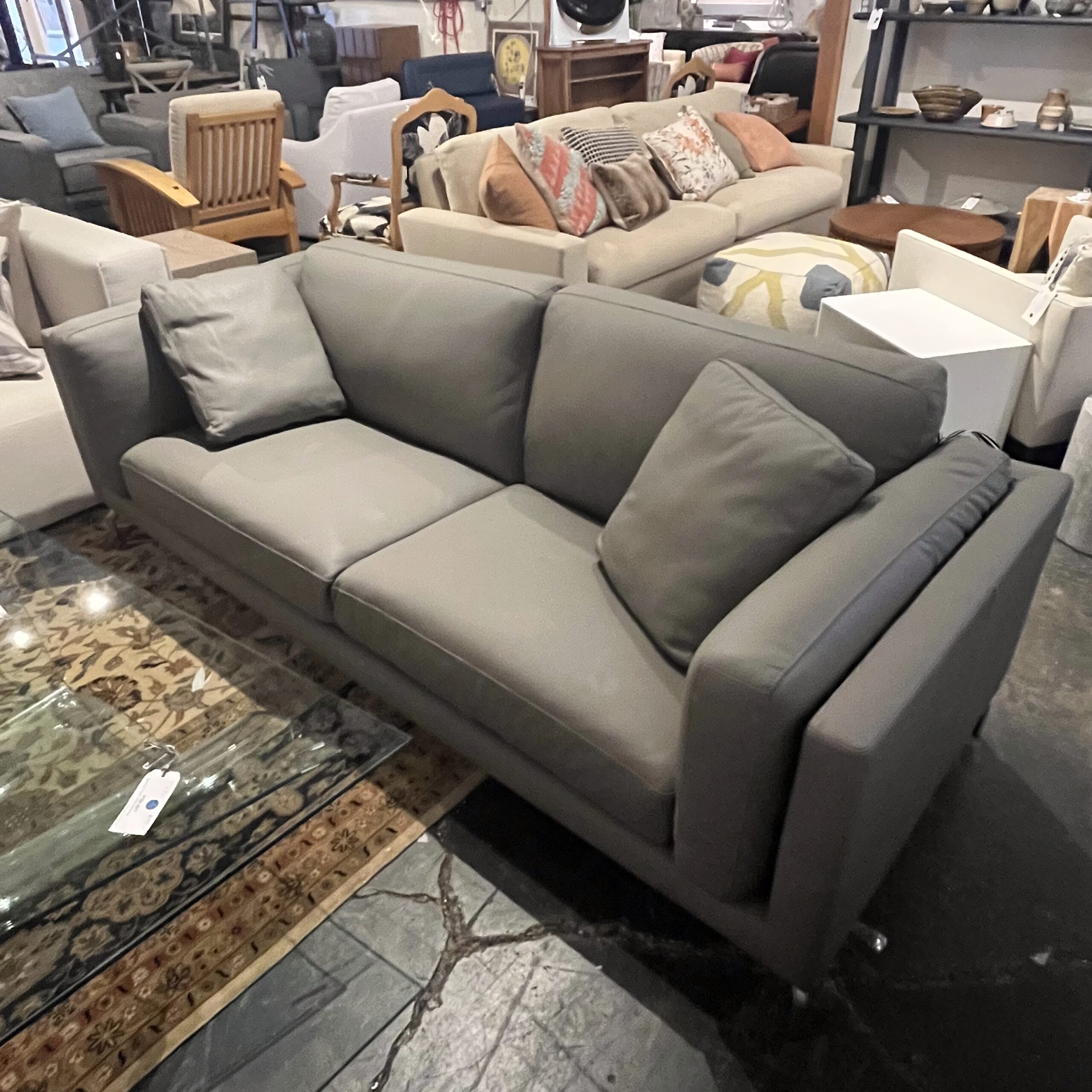 Modloft Grey Leather Sofa - Coast Consignment