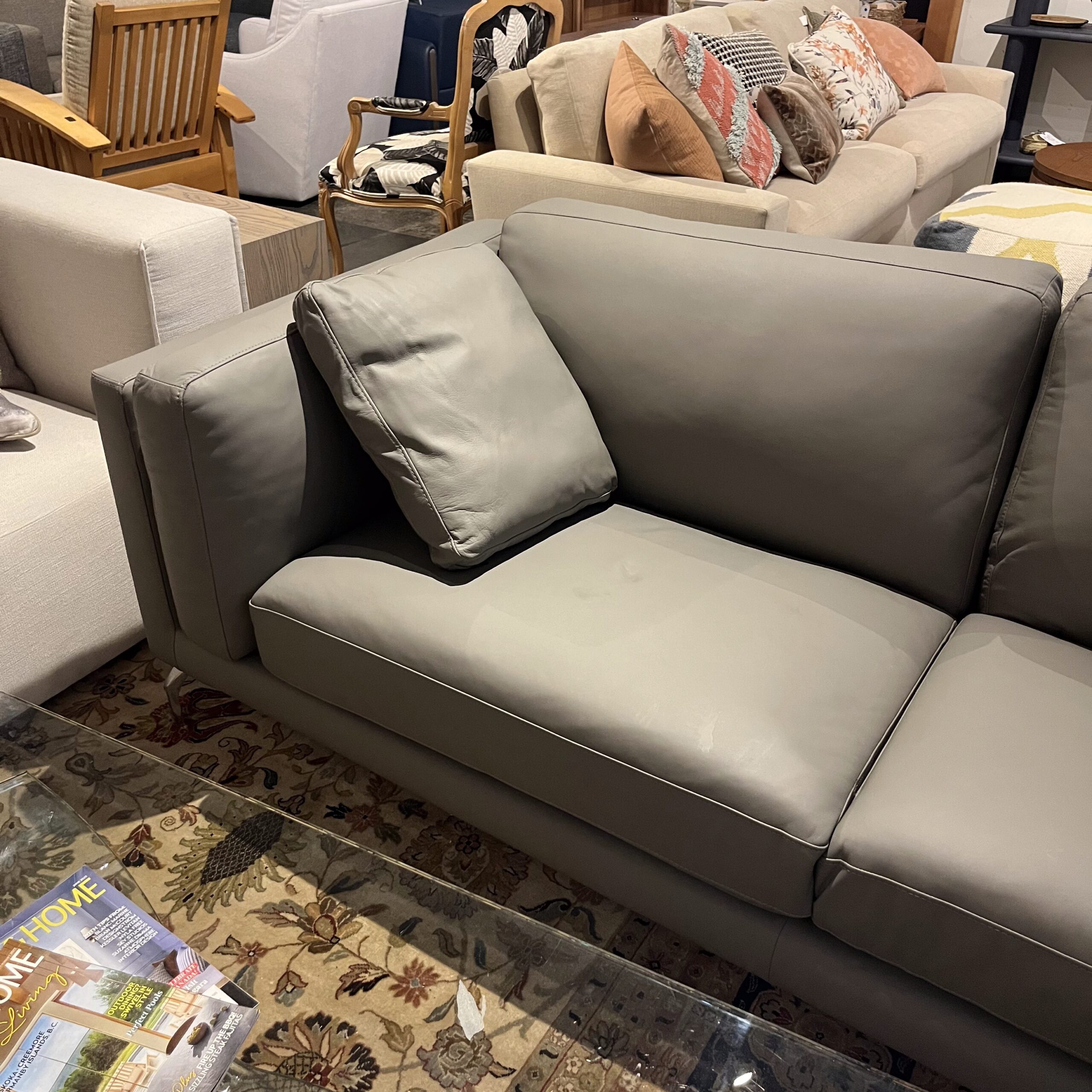 Modloft Grey Leather Sofa - Coast Consignment