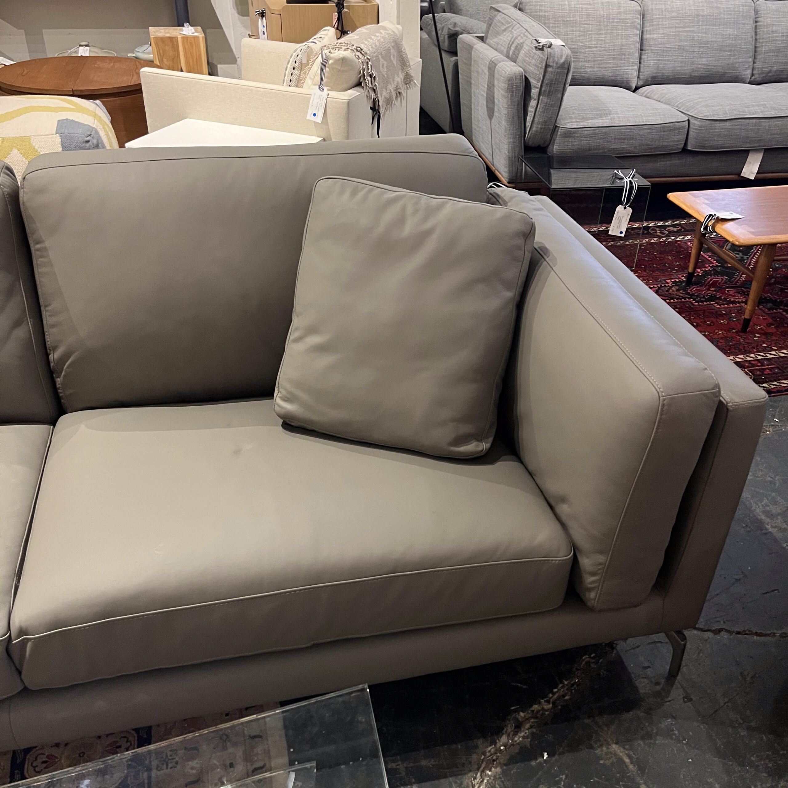 Modloft Grey Leather Sofa - Coast Consignment