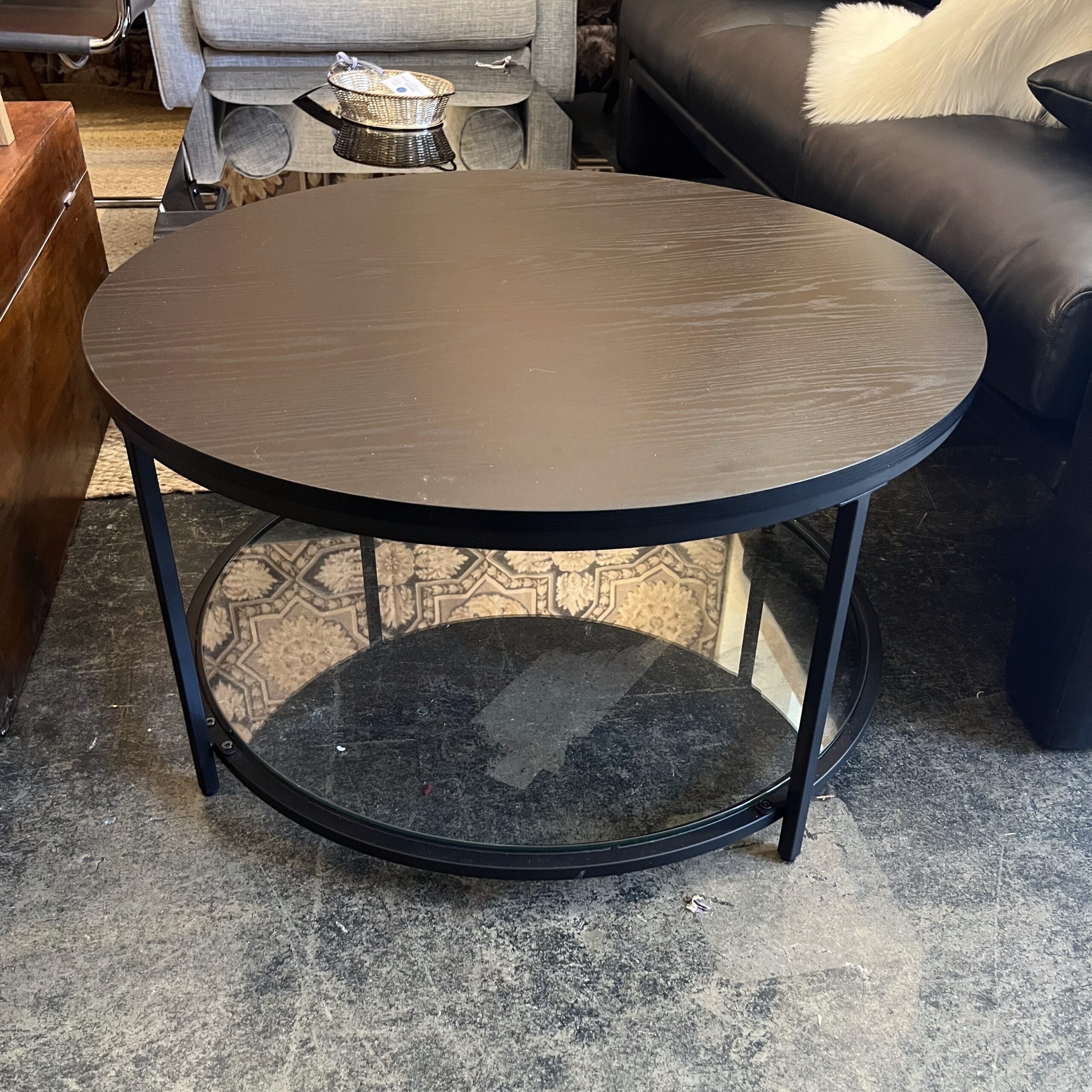 Round Coffee Table with Glass Bottom - Coast Consignment