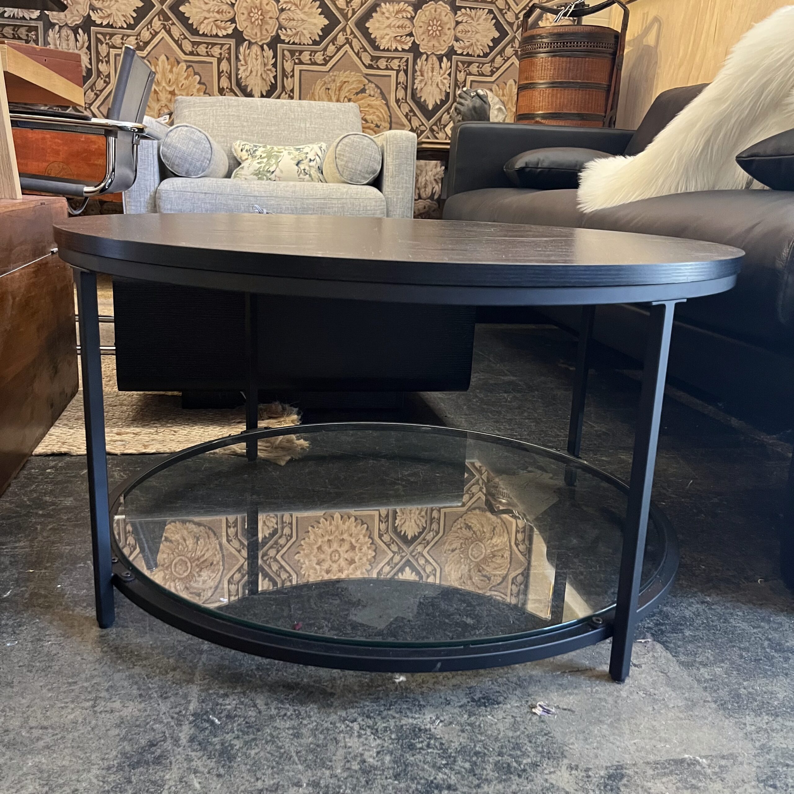 Round Coffee Table with Glass Bottom - Coast Consignment