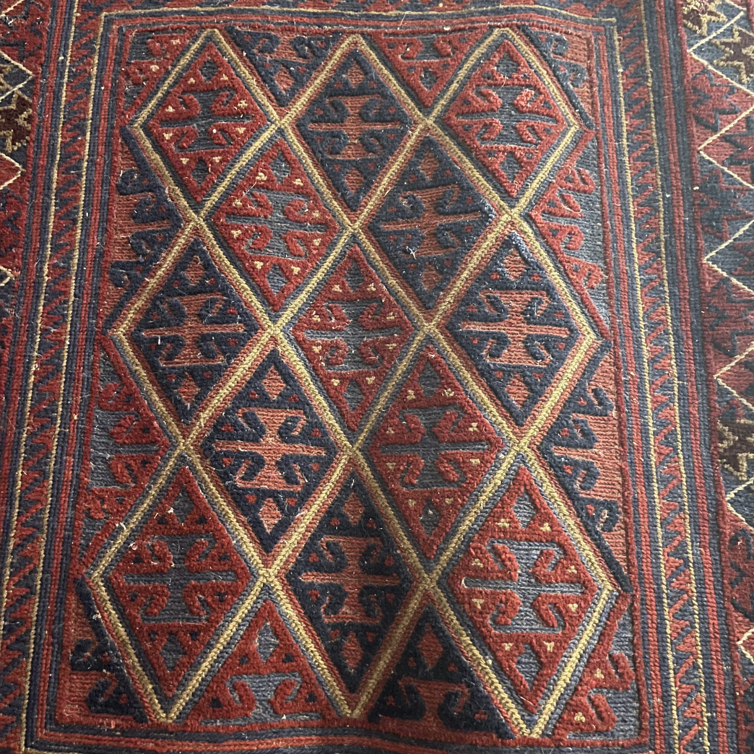 Square Wool Afghan Rug - 3'8x4'1 - Coast Consignment - image 1