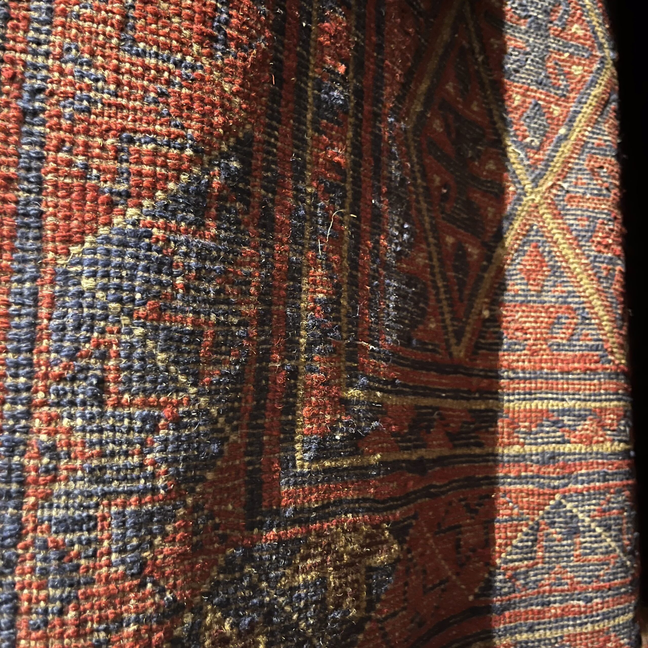 Square Wool Afghan Rug - 3'8x4'1