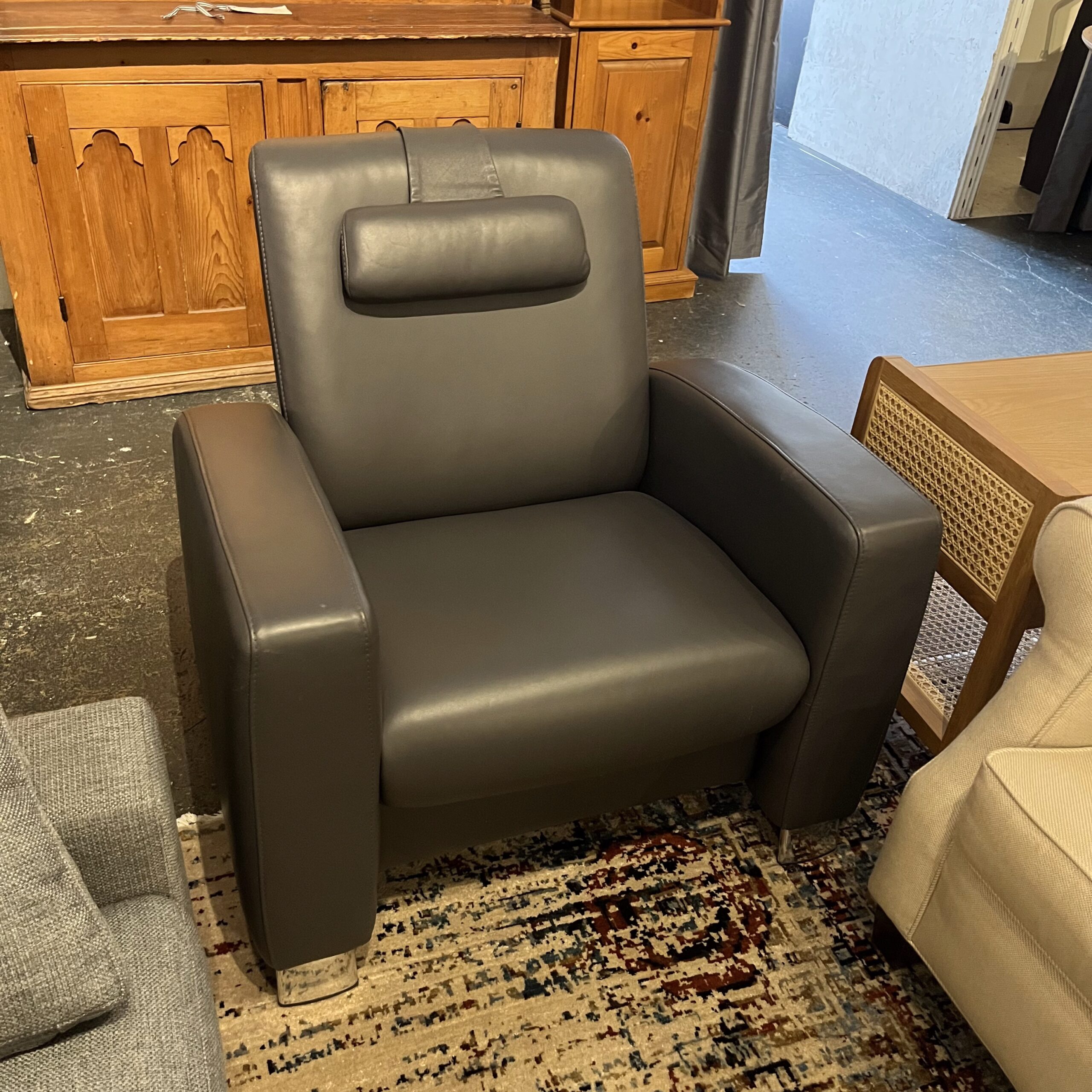 Stressless Recliner in Grey Leather - Coast Consignment