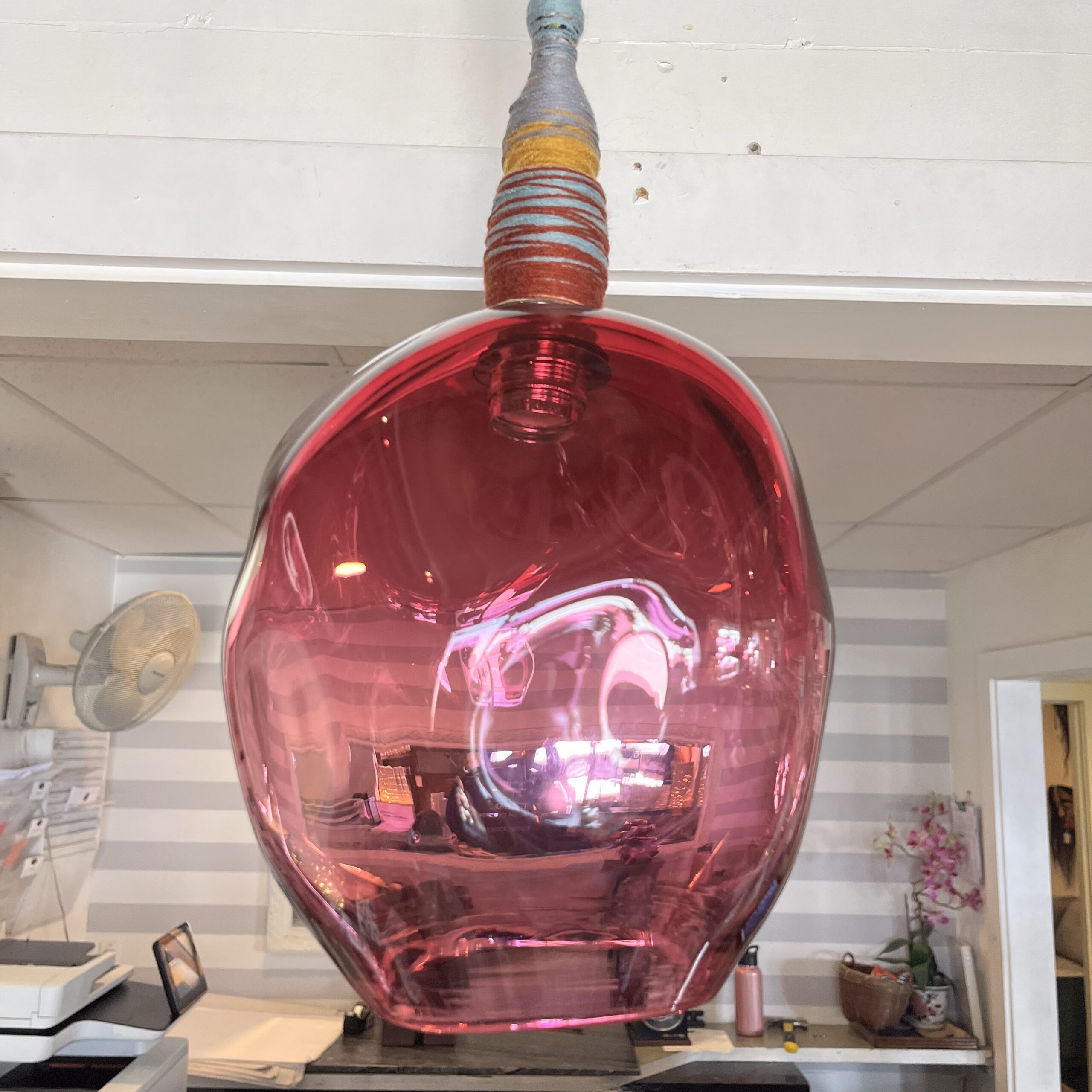 Utopia &amp; Utility Cranberry Glass Pendant Light - Coast Consignment