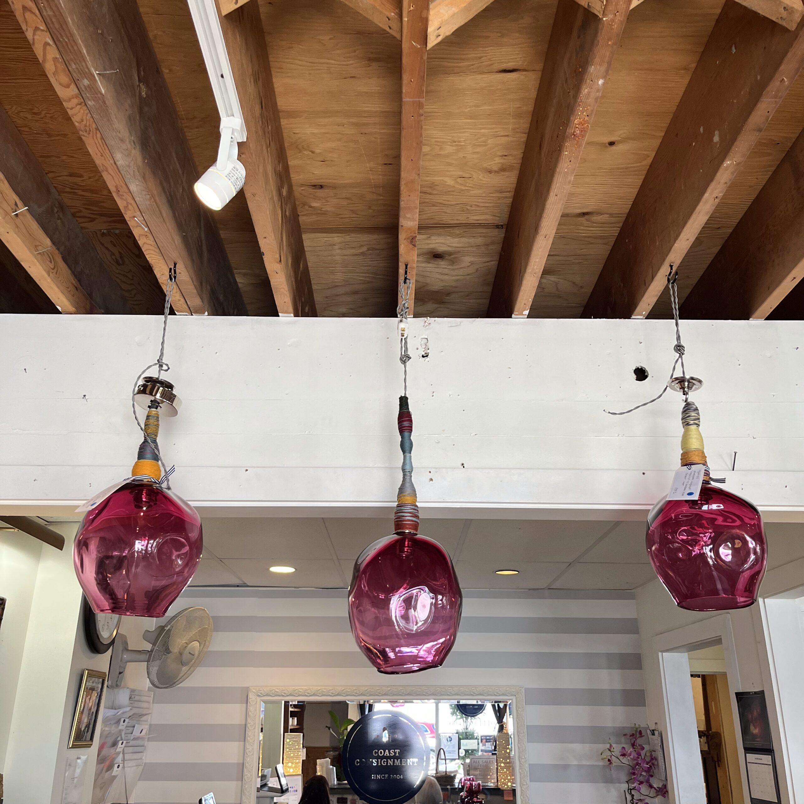 Utopia &amp; Utility Cranberry Glass Pendant Light - Coast Consignment