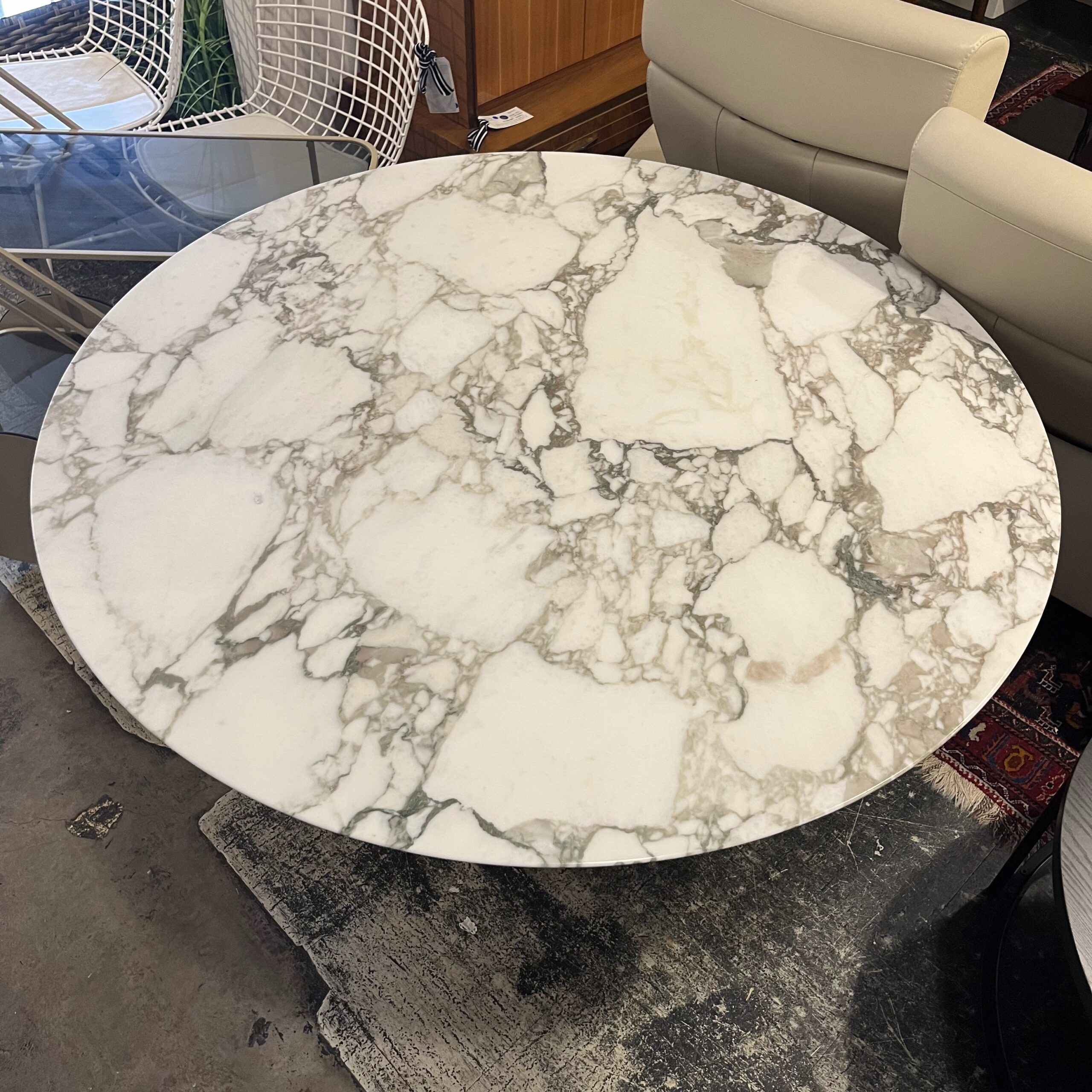 47" Round Knoll Saarinen Marble Table - Coast Consignment