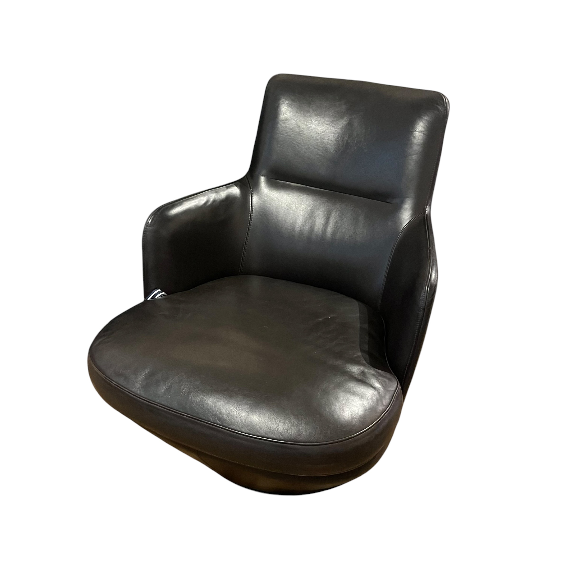 Bensen 'Lo Turn' Leather Swivel Armchair - Coast Consignment