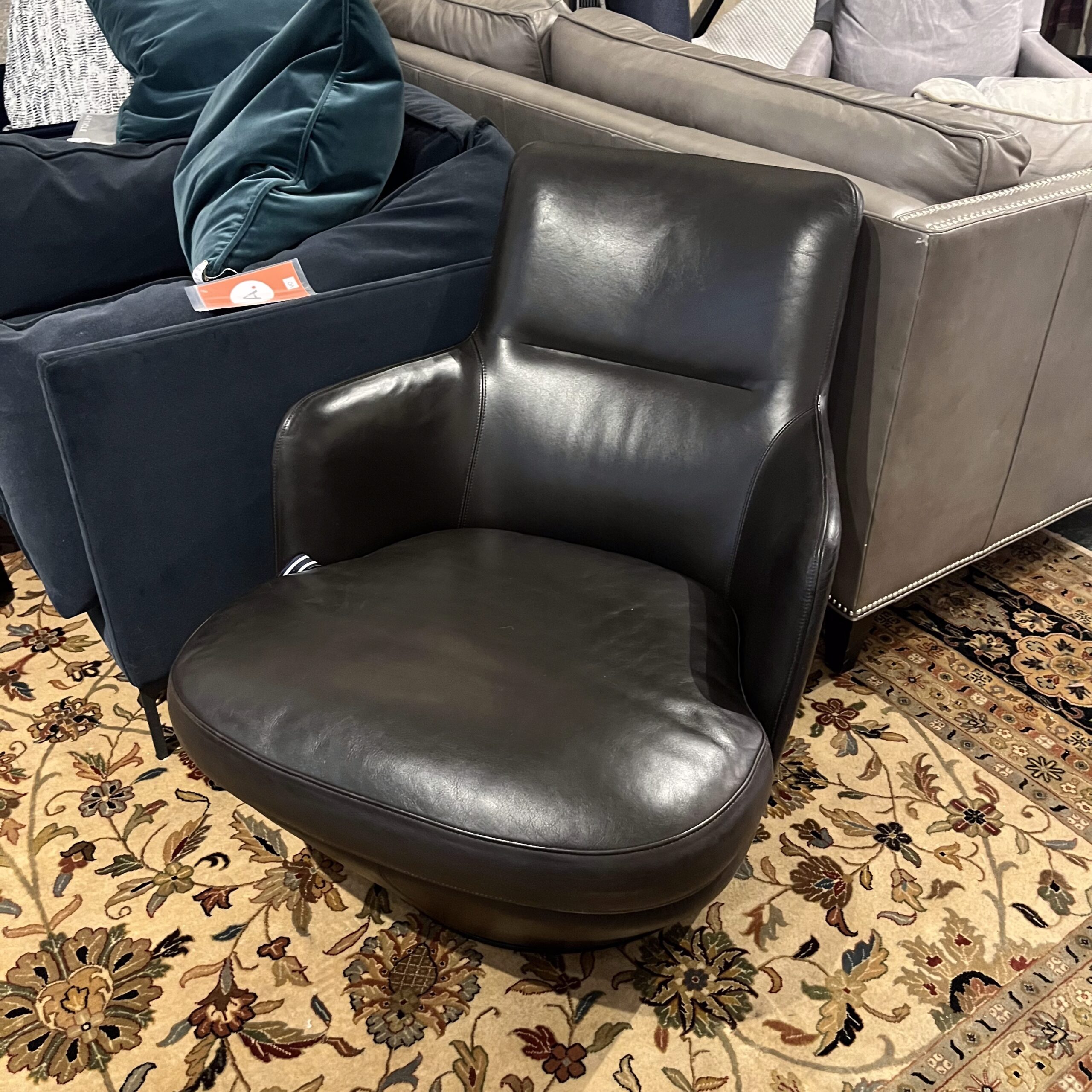 Bensen 'Lo Turn' Leather Swivel Armchair - Coast Consignment