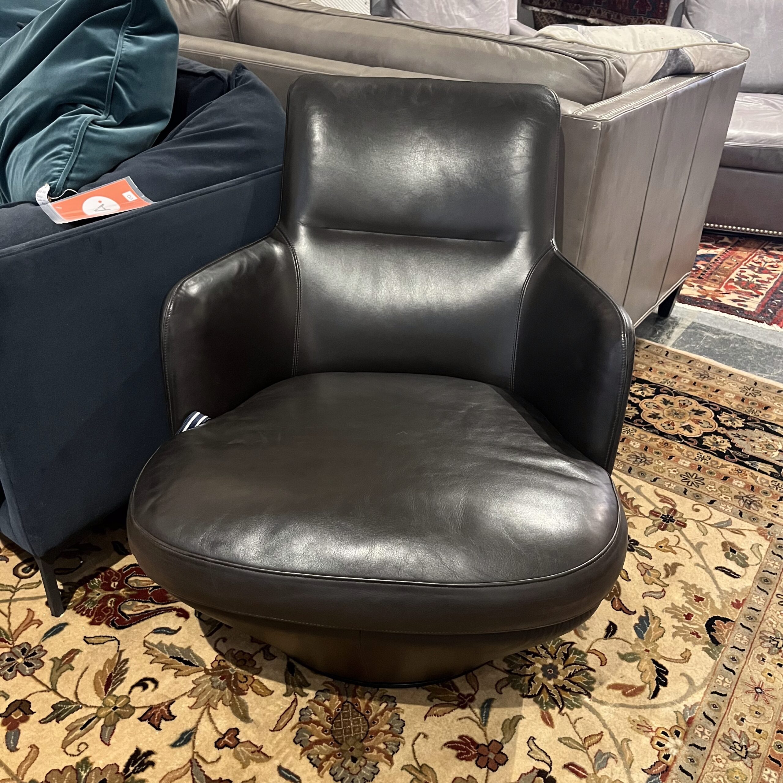 Bensen 'Lo Turn' Leather Swivel Armchair - Coast Consignment