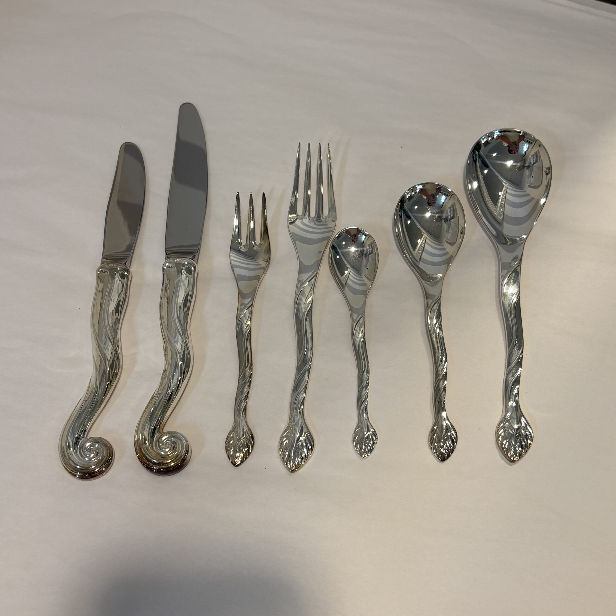Georg Jensen for Arje Griegst Sterling 'Spira' Flatware Set for 8+ - Coast Consignment