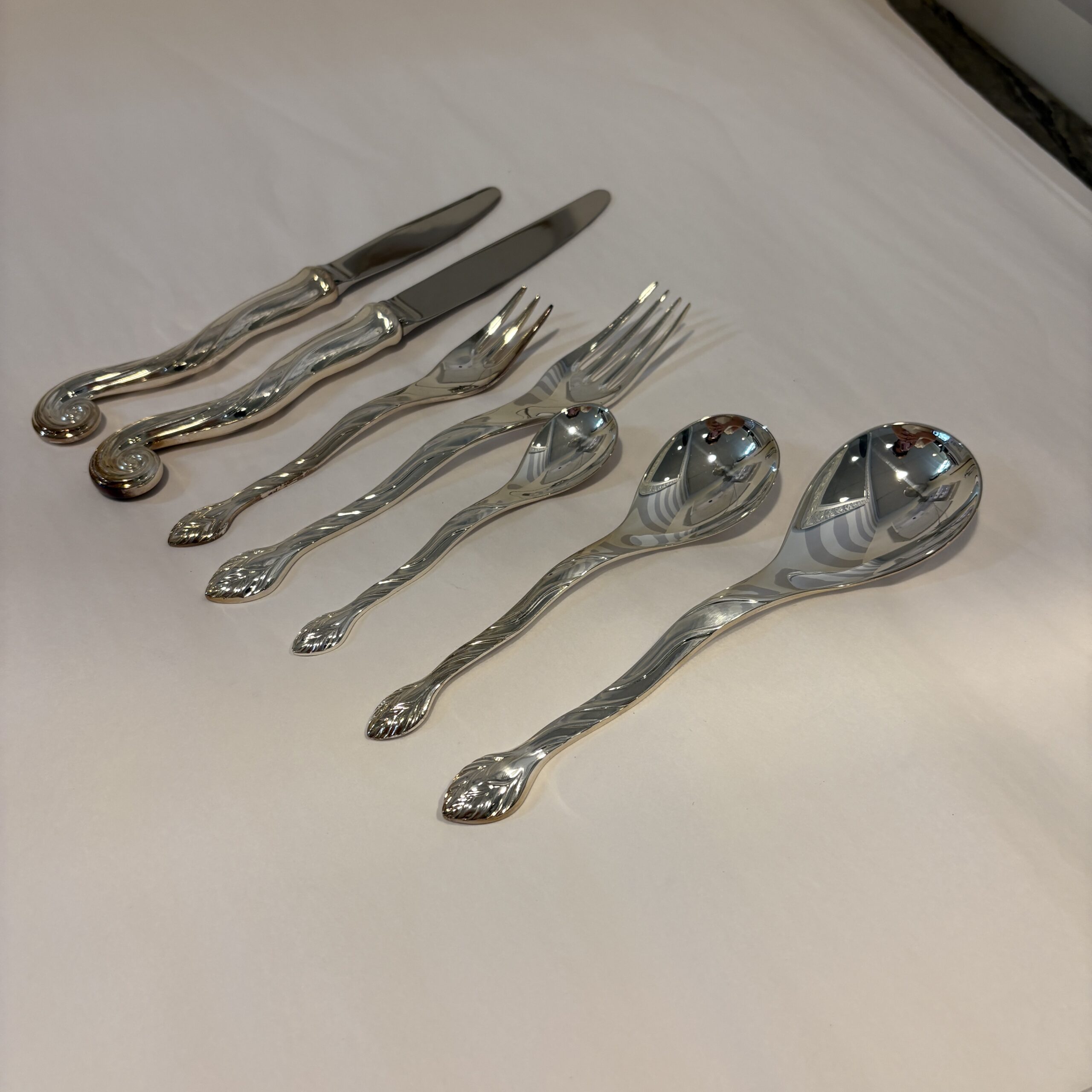 Georg Jensen for Arje Griegst Sterling 'Spira' Flatware Set for 8+ - Coast Consignment